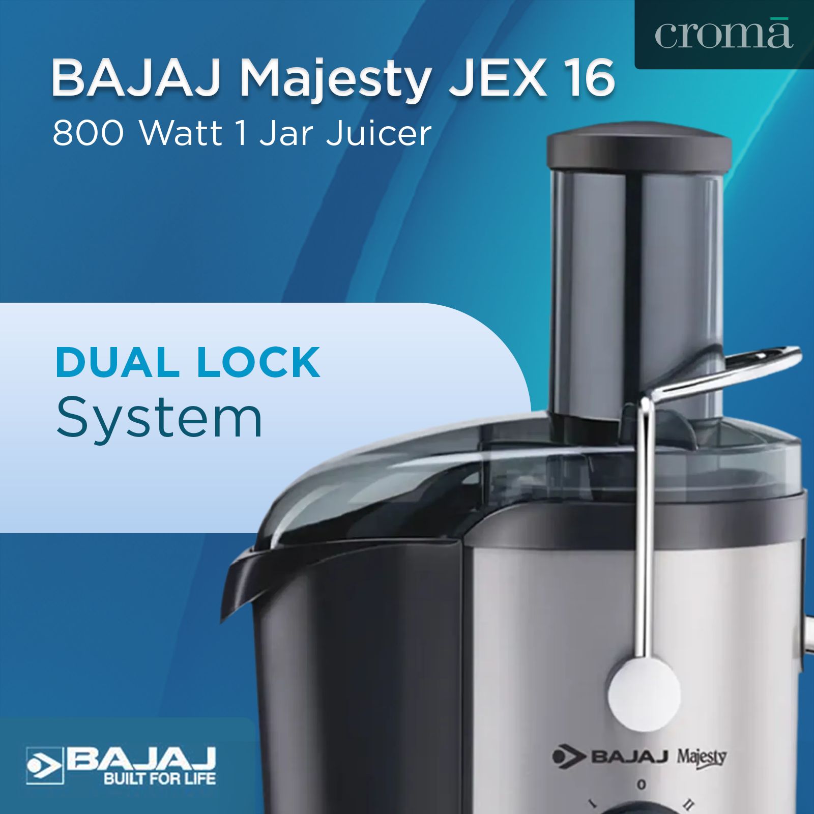 BAJAJ Majesty JEX 16 800 Watt 1 Jar Juicer (Elegant Backlit LED Control Panel, Black)_8