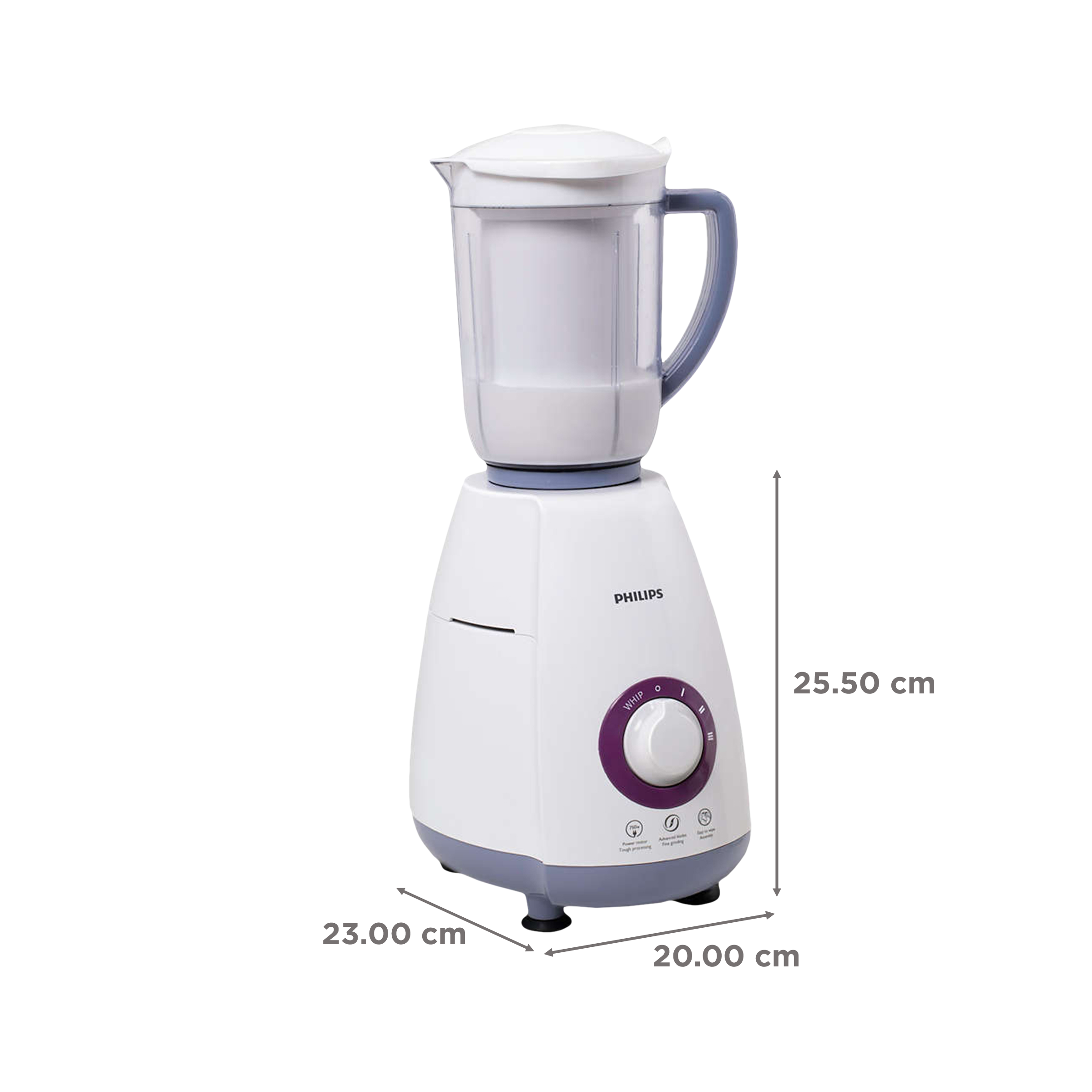 PHILIPS Viva Collection 750 Watt 4 Jars Mixer Grinder (19500 RPM, Auto Cut Off Protection, White/Blue)_3