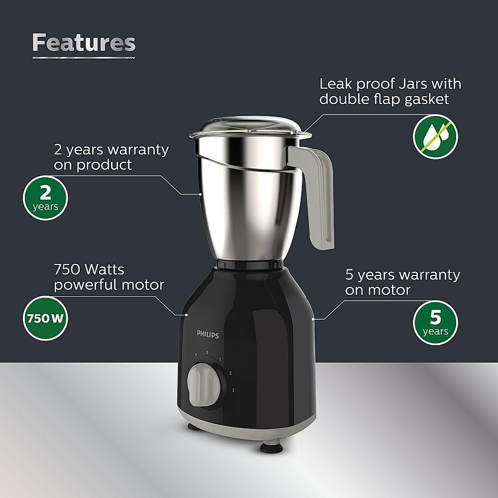PHILIPS Daily Collection 750 Watt 3 Jars Mixer Grinder (Turbo Motor, Black) PHILIPS Daily Collection 750 Watt 3 Jars Mixer Grinder (Turbo Motor, Black)_11