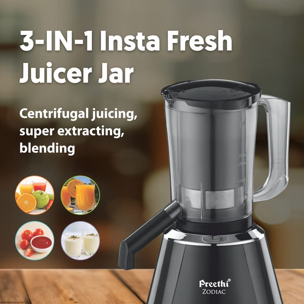 Preethi Zodiac 750 Watt 5 Jars Juicer Mixer Grinder (19000 RPM, 3D Cooling System, Black)_16