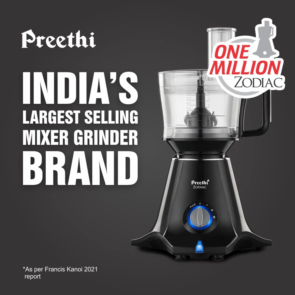 Preethi Zodiac 750 Watt 5 Jars Juicer Mixer Grinder (19000 RPM, 3D Cooling System, Black)_19