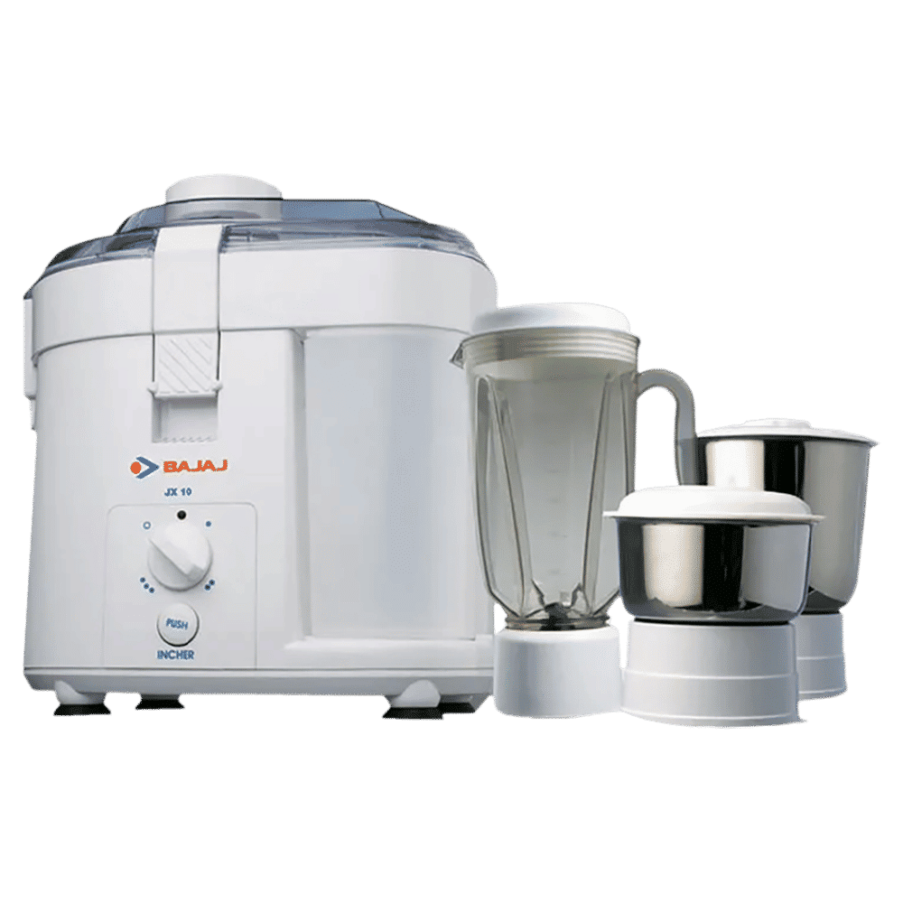 BAJAJ JX 10 450 Watt 3 Jars Juicer Mixer Grinder (3 Speed Control, White)_1