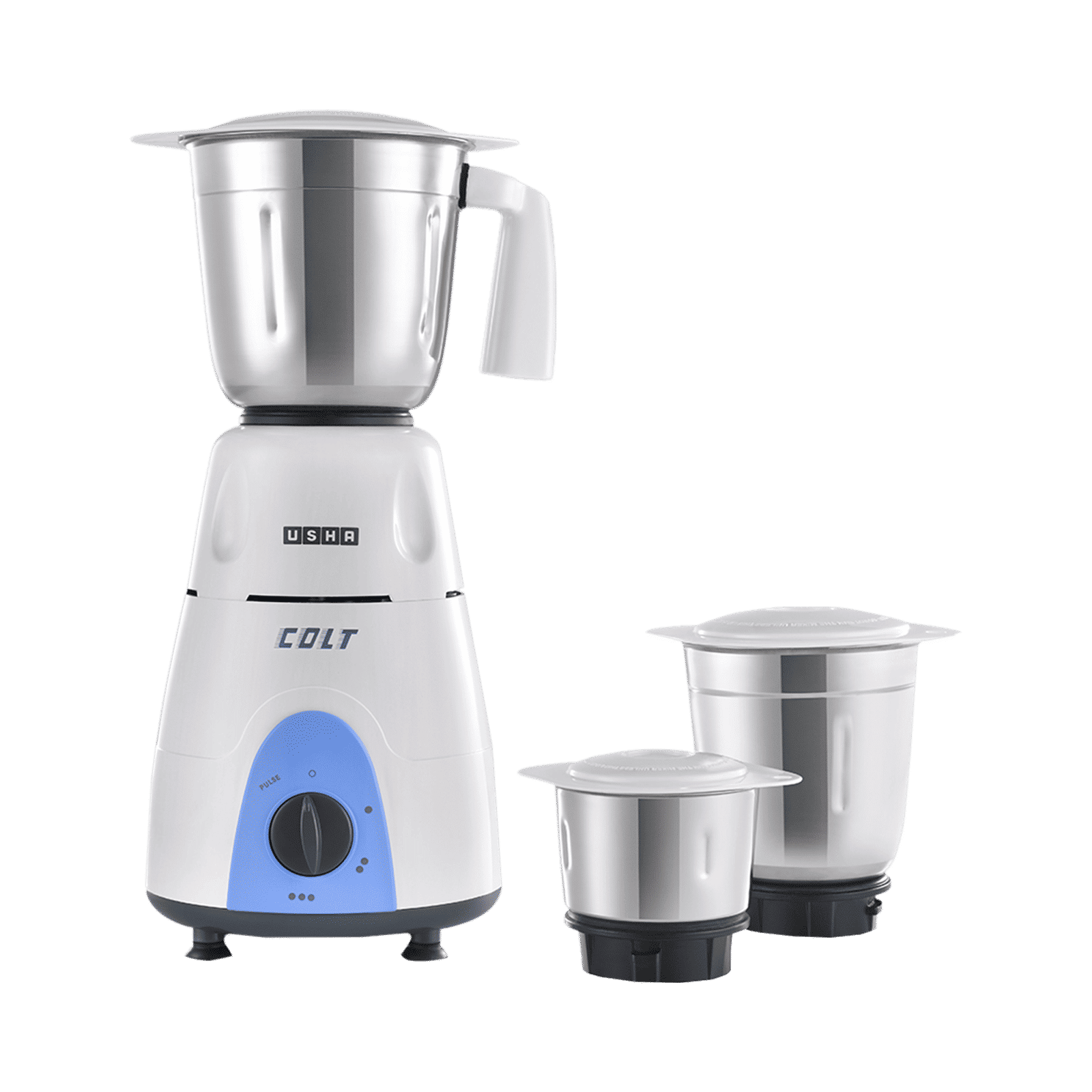 USHA Colt 500 Watt 3 Jars Mixer Grinder (Overload Protection, White/Blue)_15