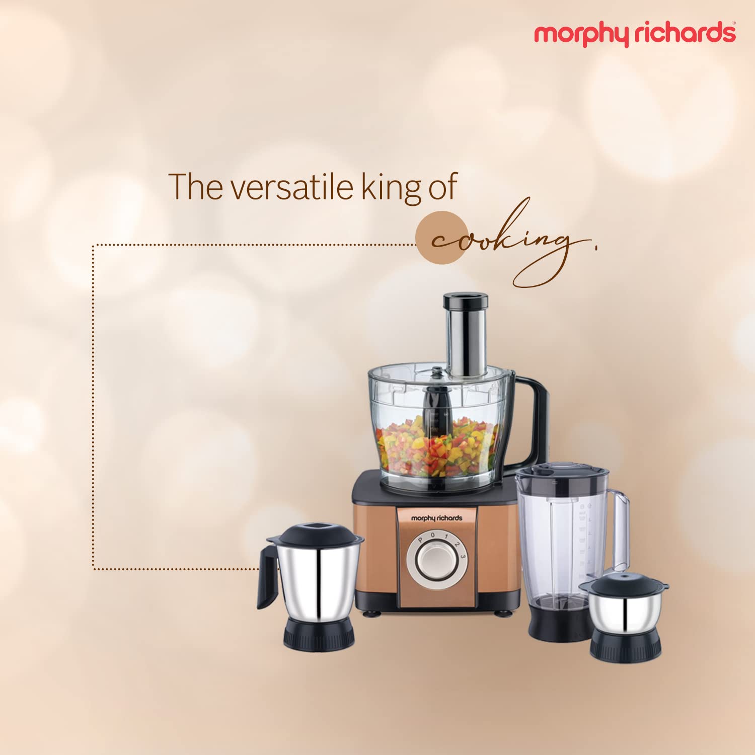 morphy richards Icon Superb 1000 Watt Food Processor with 6 Blades (Glazing Copper Gold)_8