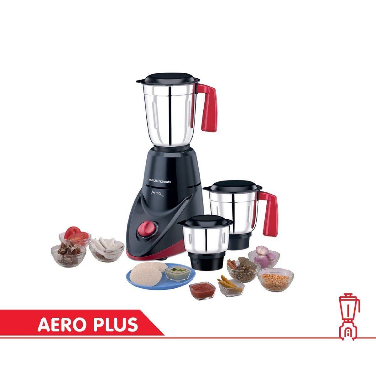 Morphy Richards Aero Plus 500 Watt 3 Jars Mixer Grinder (Overload Protection, Black & Wine)_14