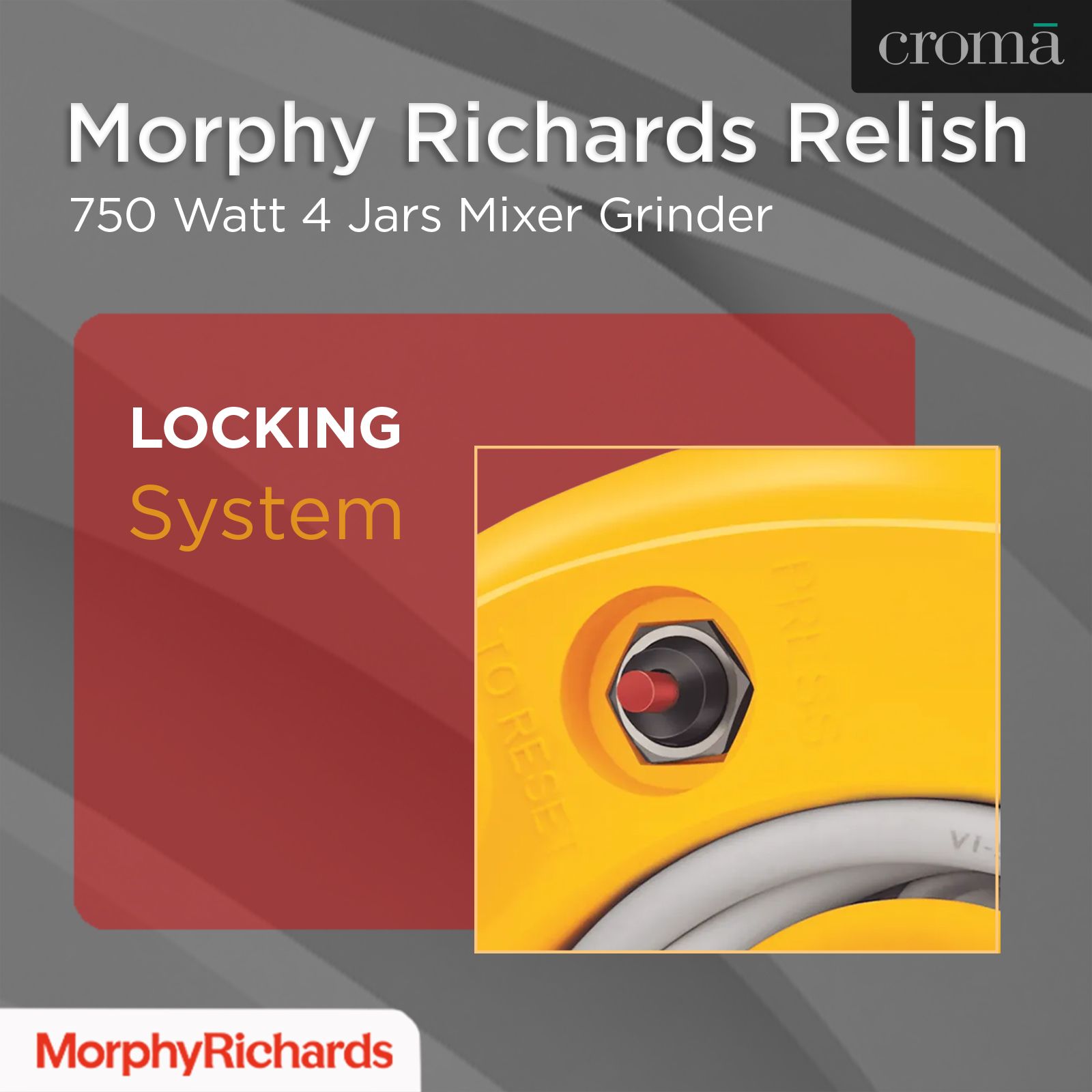 morphy richards Primo Classique 750 Watt 3 Jars Mixer Grinder (18000 RPM, Overload Protection, Grey/Orange)_14