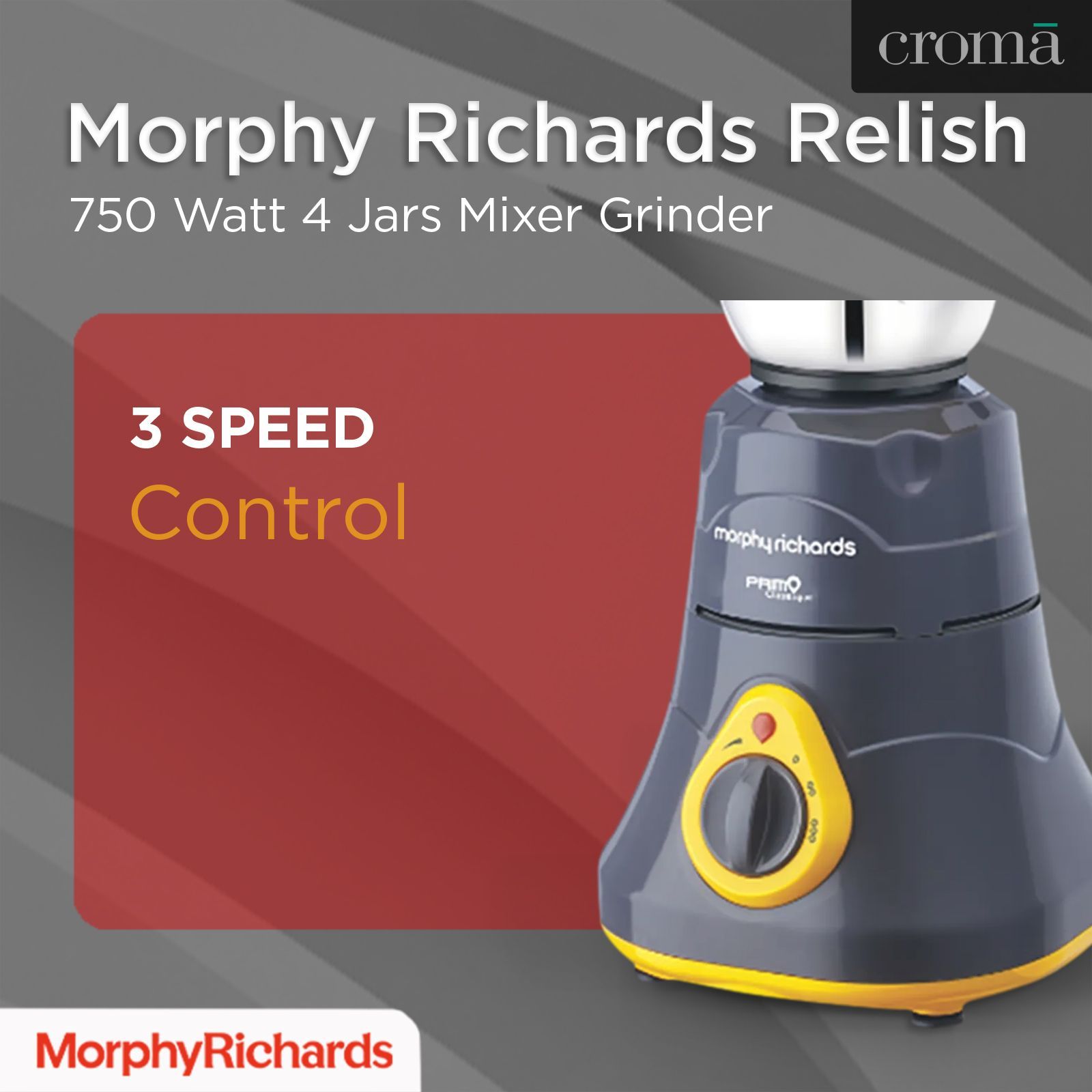 morphy richards Primo Classique 750 Watt 3 Jars Mixer Grinder (18000 RPM, Overload Protection, Grey/Orange)_15