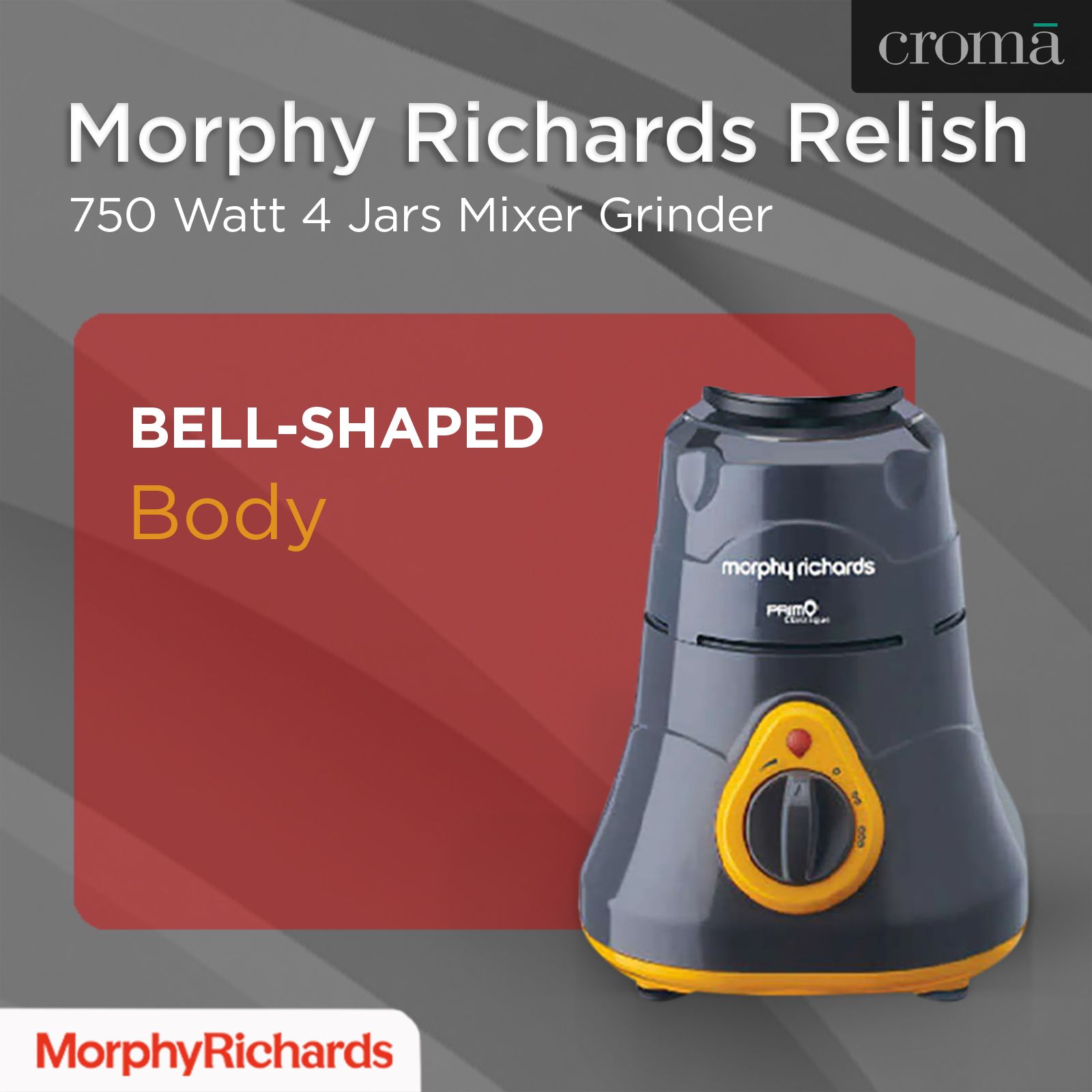 morphy richards Primo Classique 750 Watt 3 Jars Mixer Grinder (18000 RPM, Overload Protection, Grey/Orange)_16