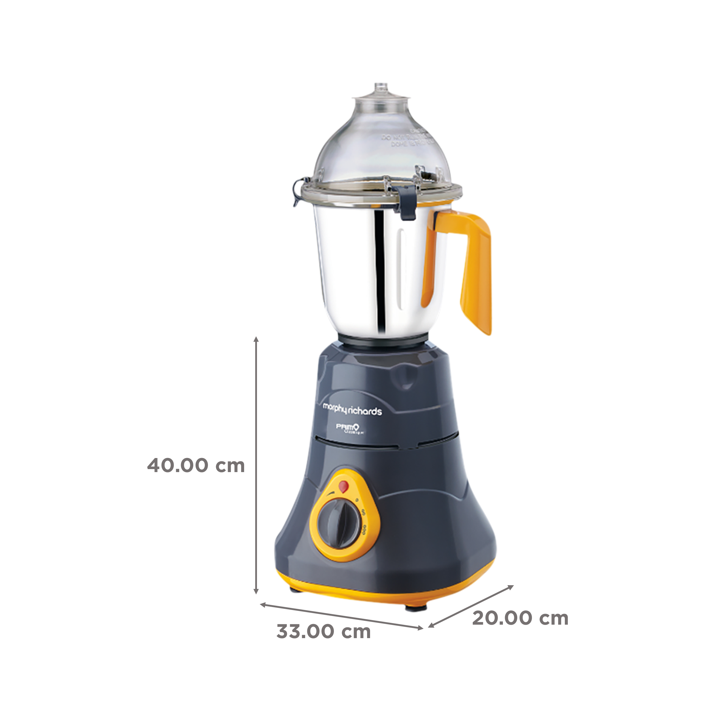 morphy richards Primo Classique 750 Watt 3 Jars Mixer Grinder (18000 RPM, Overload Protection, Grey/Orange)_3