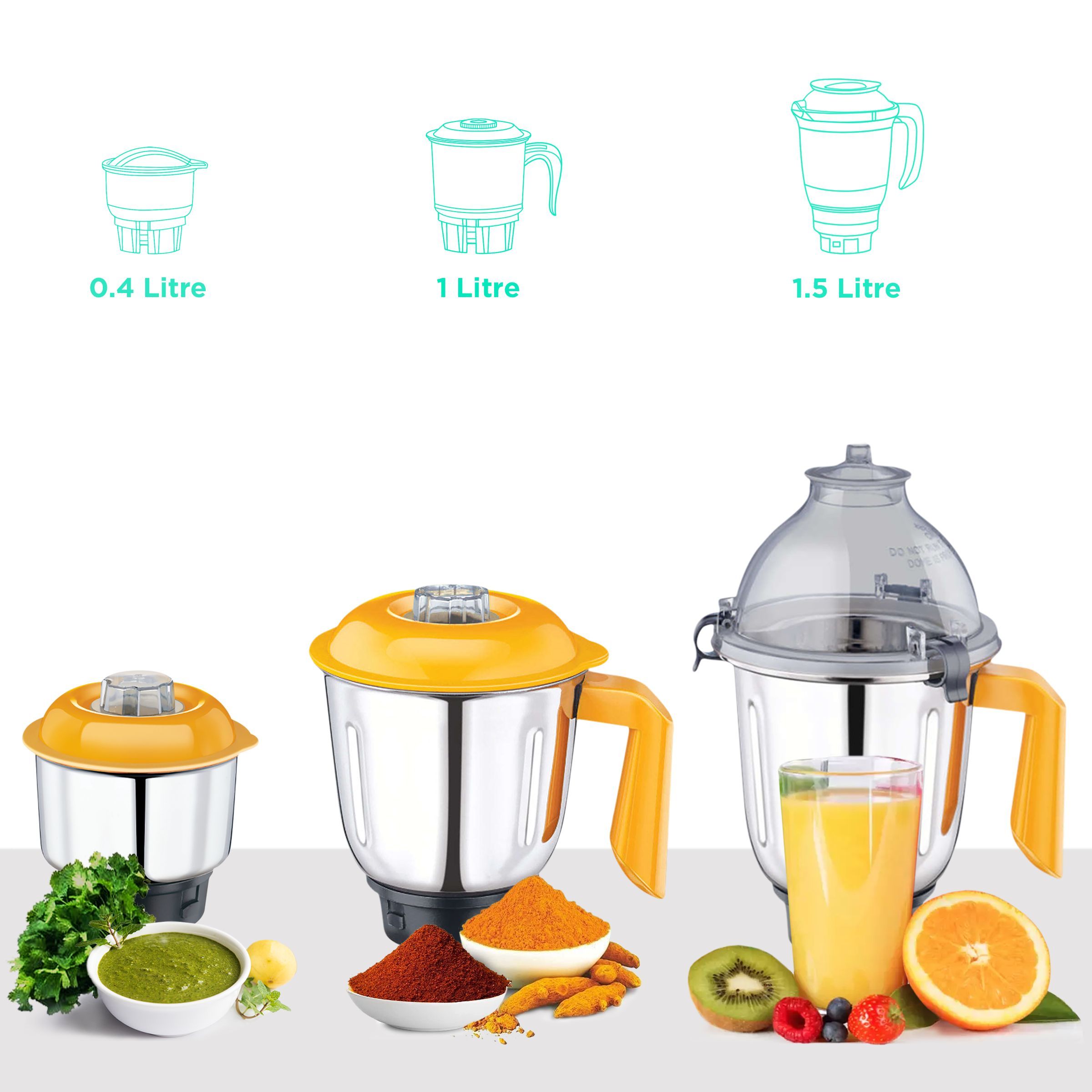 morphy richards Primo Classique 750 Watt 3 Jars Mixer Grinder (18000 RPM, Overload Protection, Grey/Orange)_4