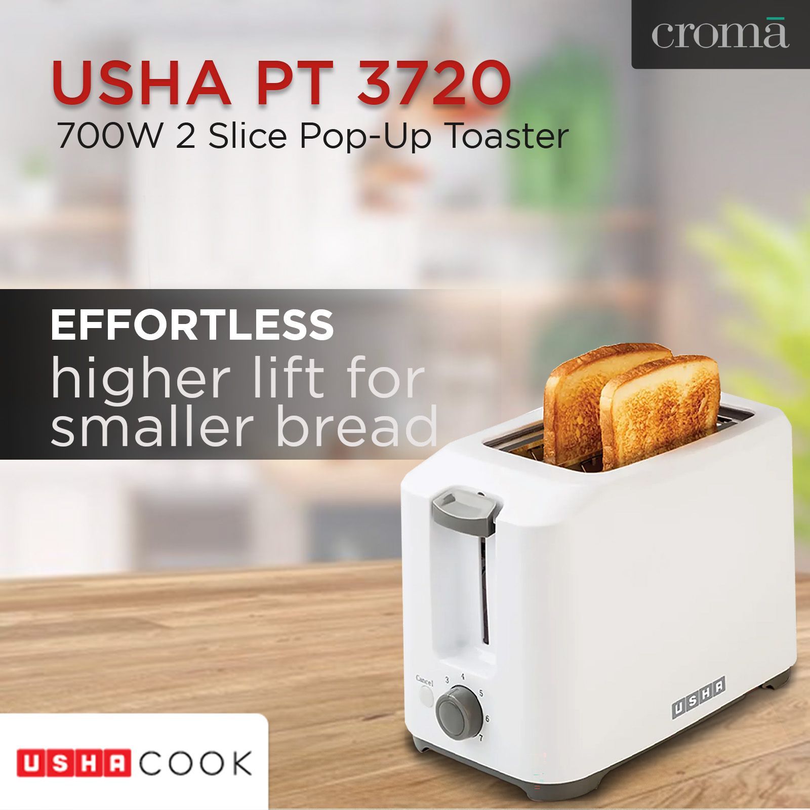 USHA PT 3720 700W 2 Slice Pop-Up Toaster with Plastic Shock Proof Body (White)_17