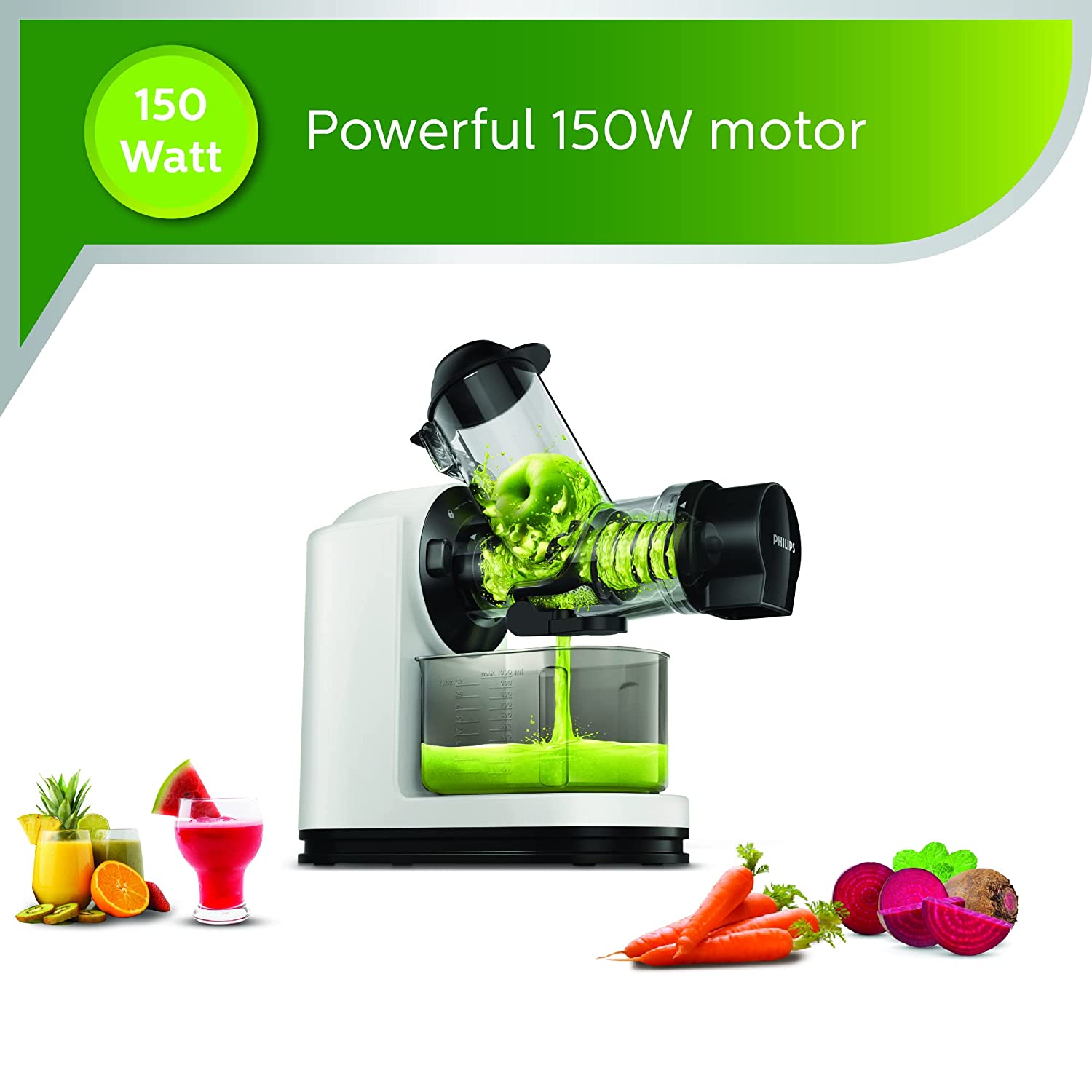 PHILIPS Viva Collection 150 Watt 1 Jar Masticating Juicer (100 RPM, QuickClean Technology, Black/White)_13