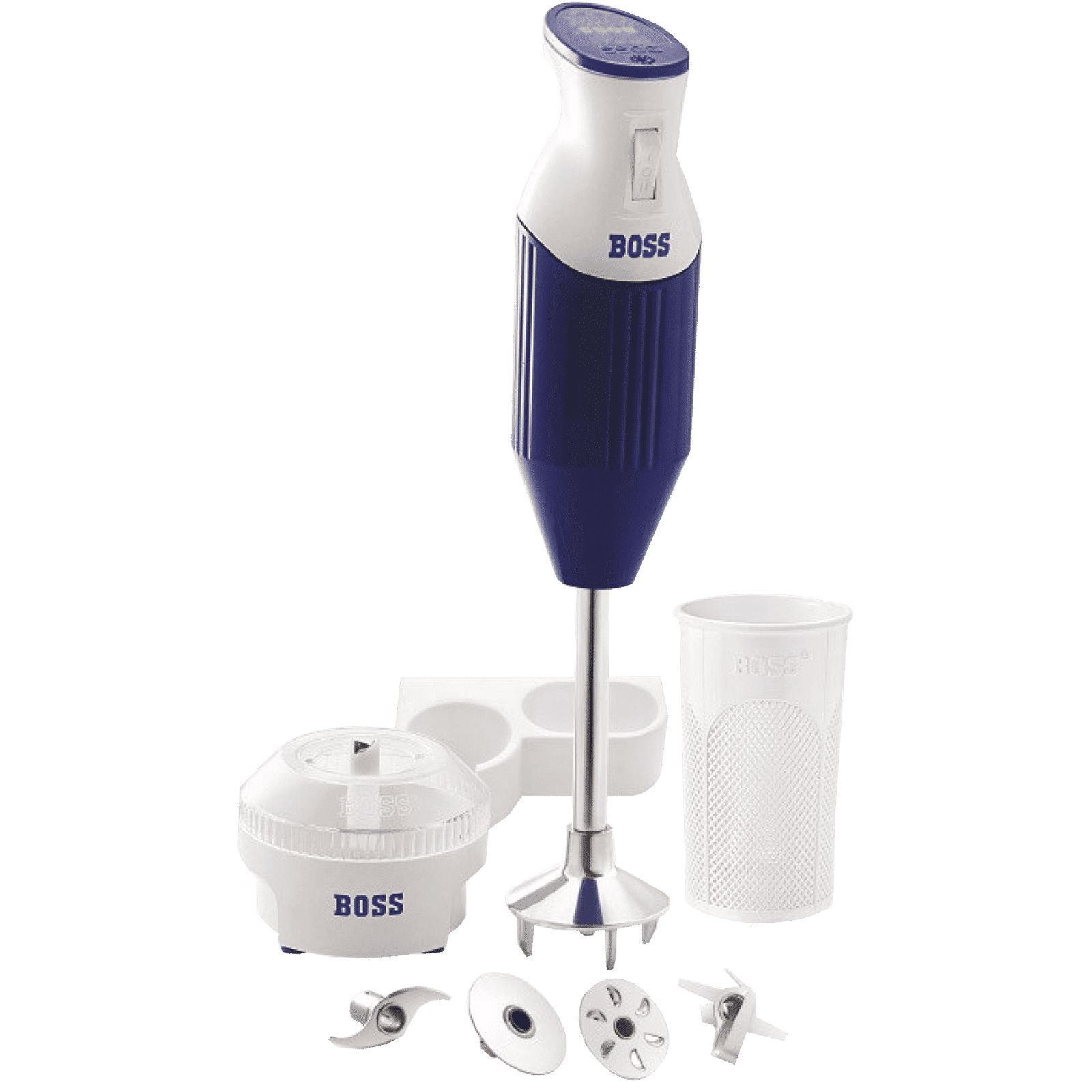 BOSS Big Boss 180 Watt 2 Speed Hand Blender with 4 Attachments (Push Button Control, Twin Blue)_1