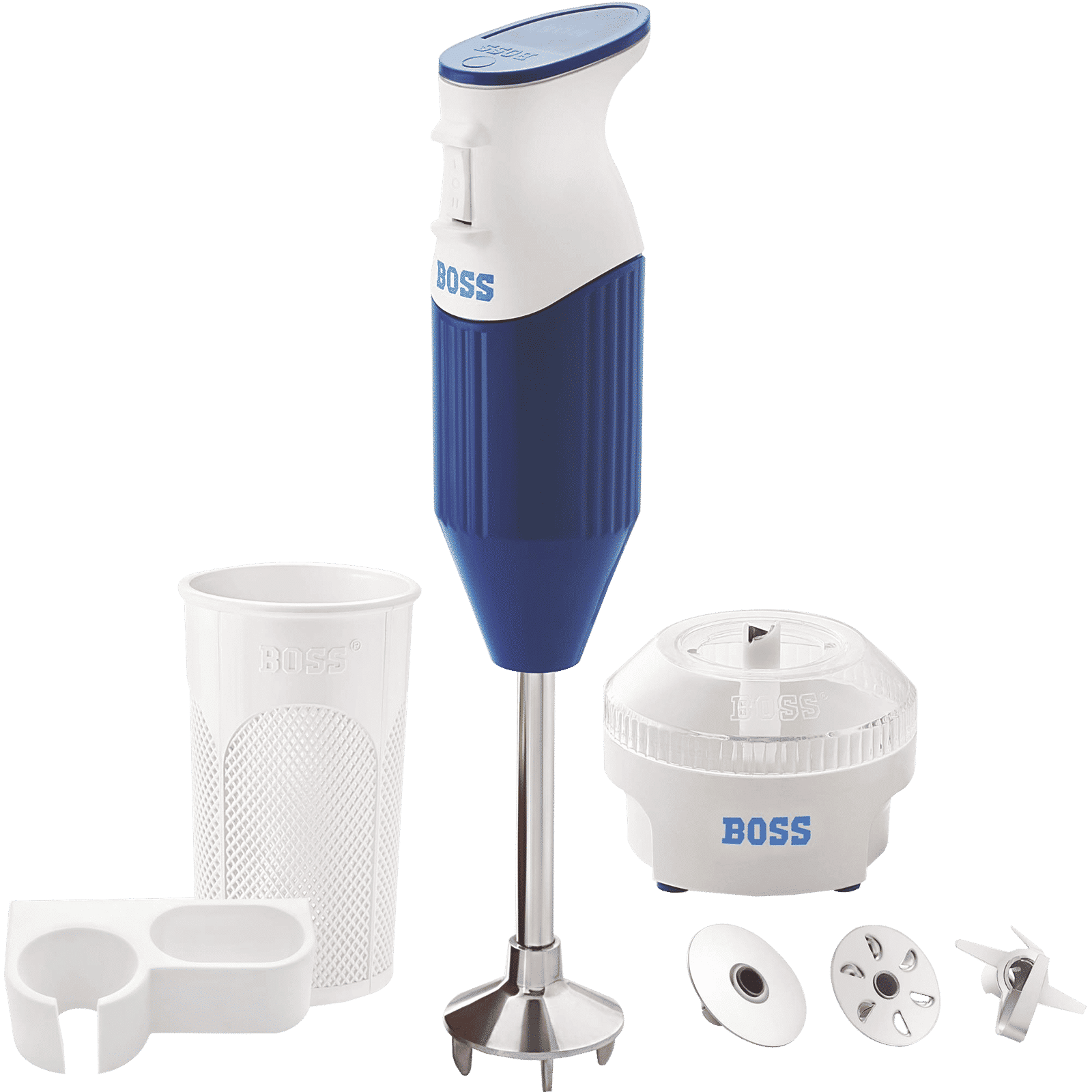 BOSS Big Boss 180 Watt 2 Speed Hand Blender with 4 Attachments (Push Button Control, Twin Blue)_5