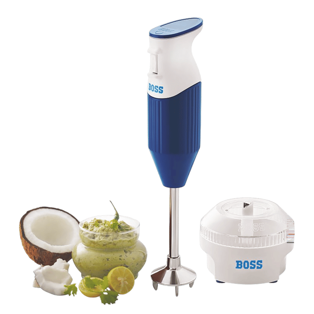 BOSS Big Boss 180 Watt 2 Speed Hand Blender with 4 Attachments (Push Button Control, Twin Blue)_7
