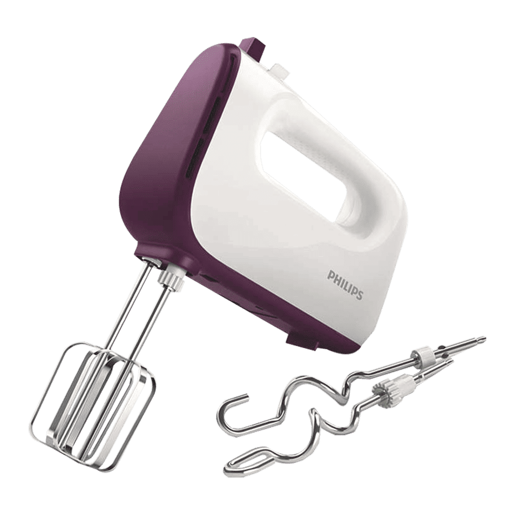 PHILIPS Viva Collection 450 Watt 5 Speed Hand Mixer with 4 Attachments (Turbo Function, White)_1