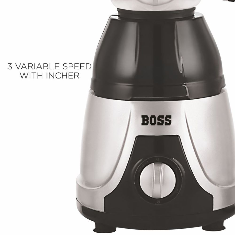 BOSS Flora Deluxe 550 Watt 3 Jars Mixer Grinder (3 Speed Control with Incher, Black/Silver)_7