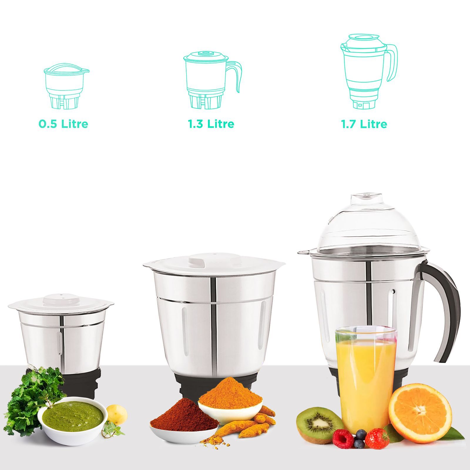 BOSS Flora Deluxe 550 Watt 3 Jars Mixer Grinder (3 Speed Control with Incher, Black/Silver)_4