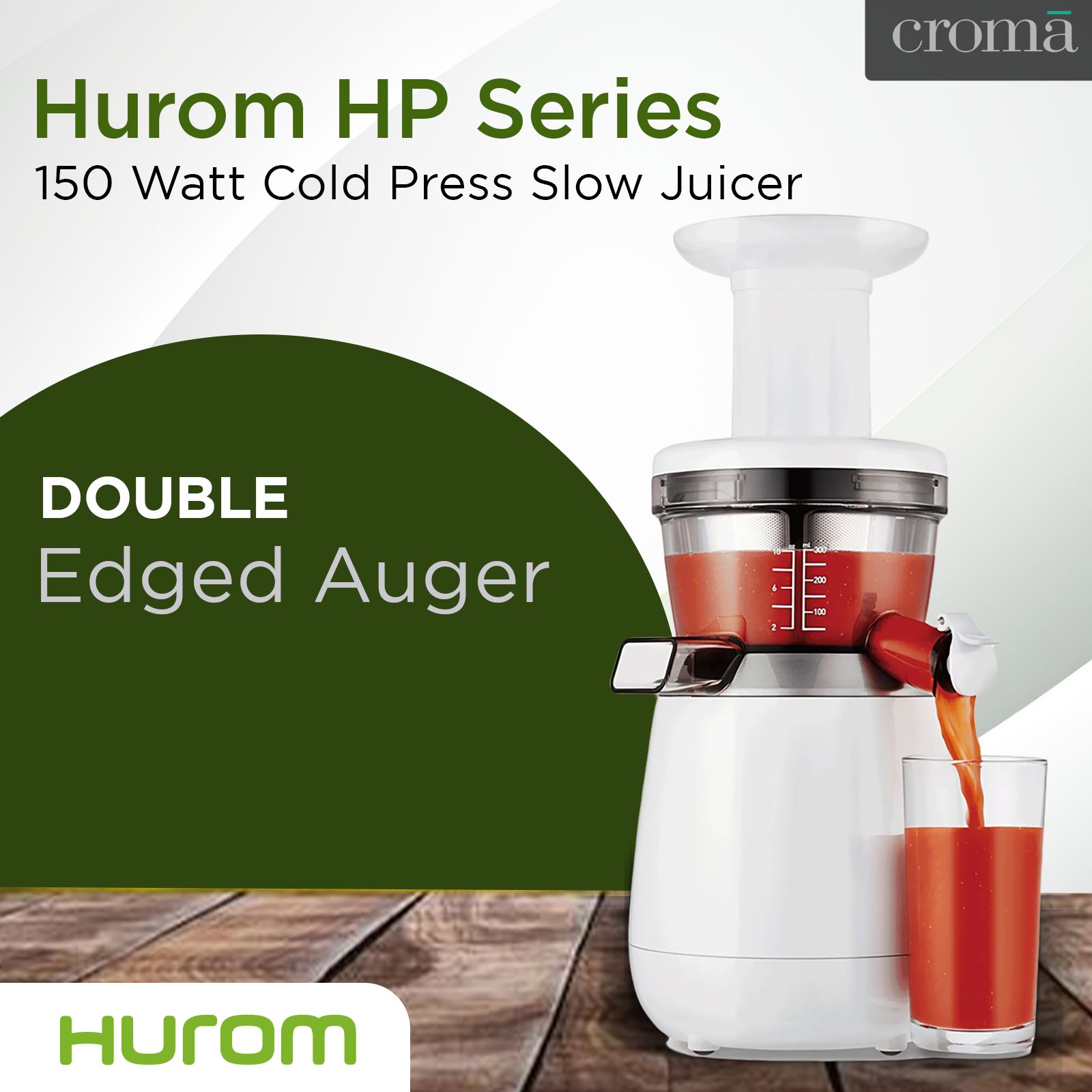 Hurom HP Series 150 Watt Cold Press Slow Juicer (43 RPM, Double-Edged Auger, White)_16
