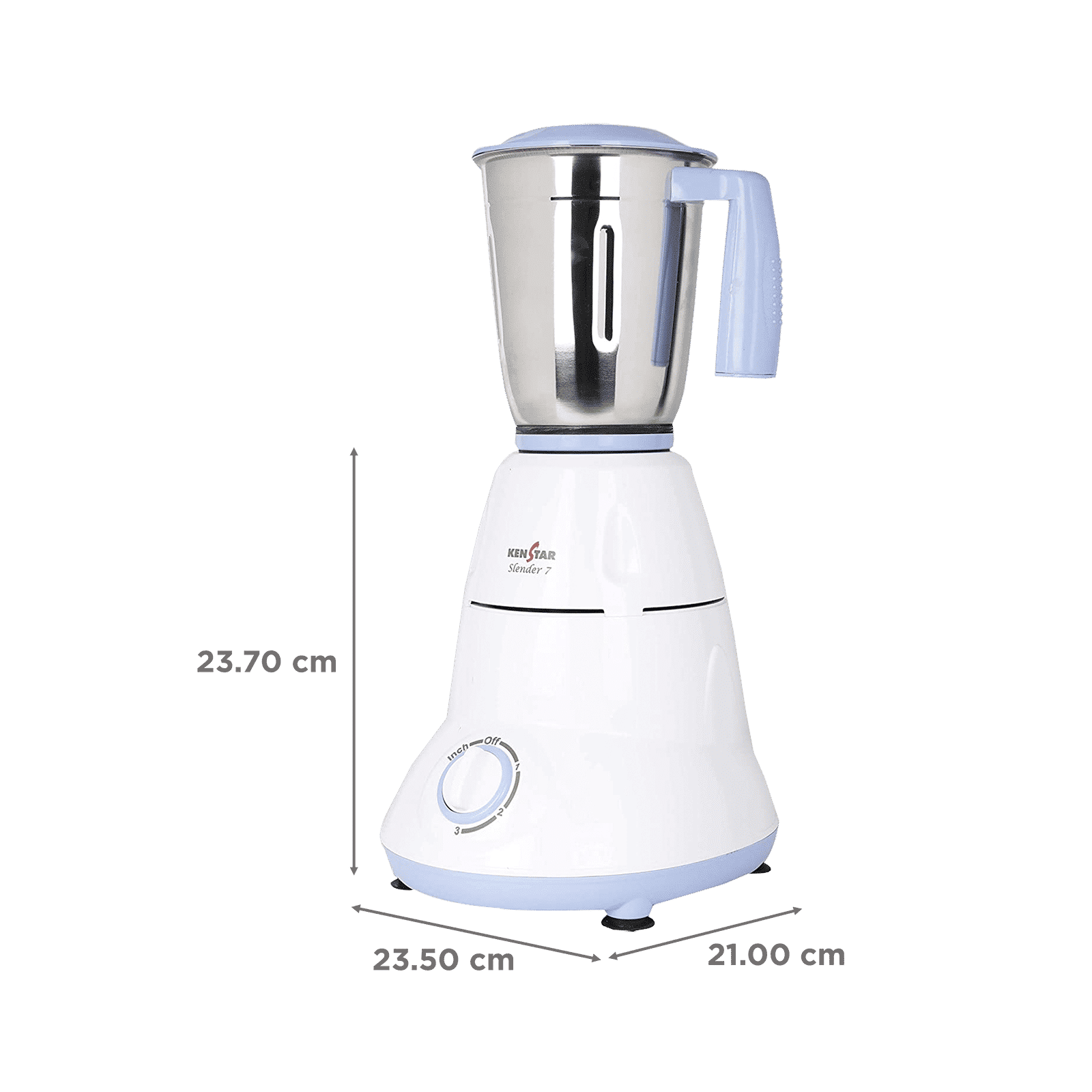 KENSTAR Slender-7 750 Watt 3 Jars Mixer Grinder (18000 RPM, Hybrid Motor, Parker White/Blue)_3