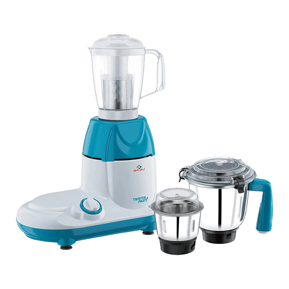 BAJAJ Twister Fruity 750 Watt 3 Jars Mixer Grinder (SS 304 Grade Blades, White and Blue)_7