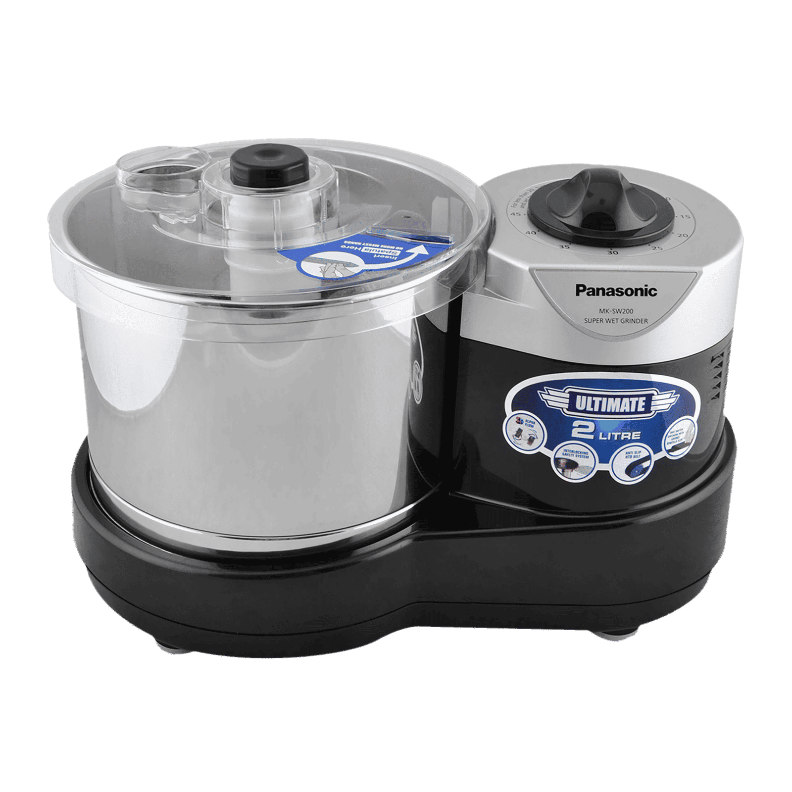 Panasonic Ultimate 2 Litres 2 Stones Wet Grinder (Shock Proof, Black) Panasonic Ultimate 2 Litres 2 Stones Wet Grinder (Shock Proof, Black)_1