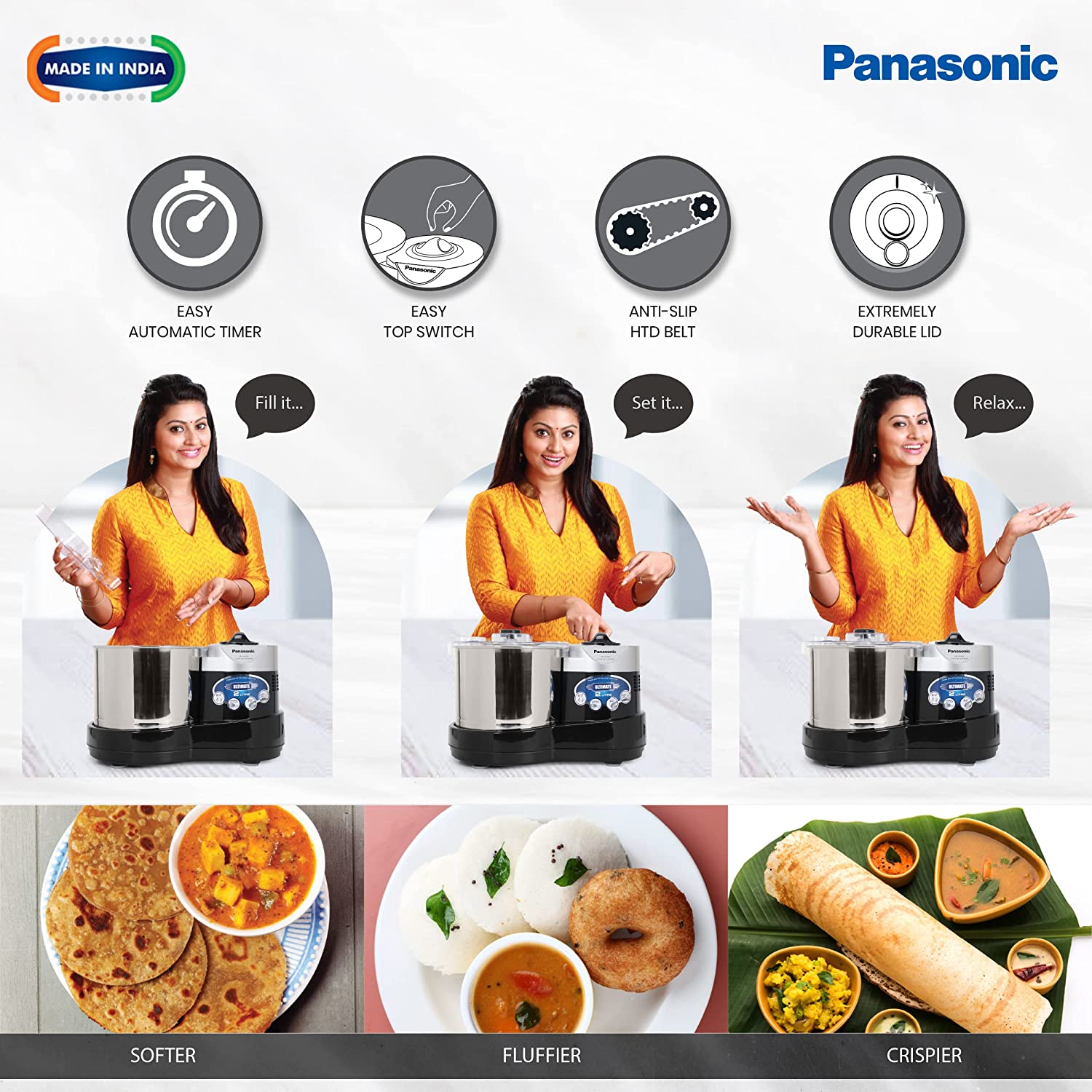 Panasonic Ultimate 2 Litres 2 Stones Wet Grinder (Shock Proof, Black) Panasonic Ultimate 2 Litres 2 Stones Wet Grinder (Shock Proof, Black)_10