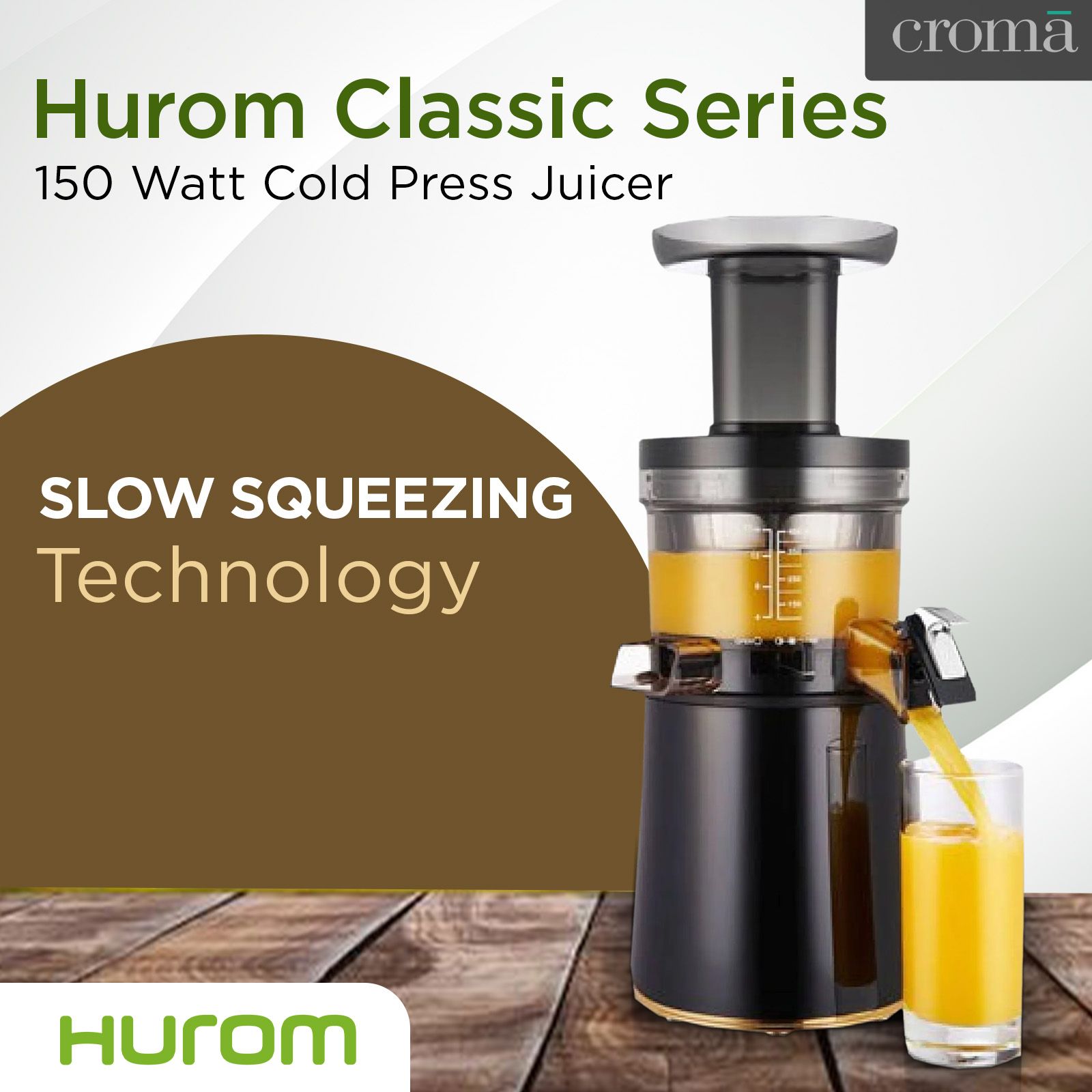 Hurom Classic Series 150 Watt Cold Press Juicer (43 RPM, Slow Squeeze Technology, Black Gold)_15