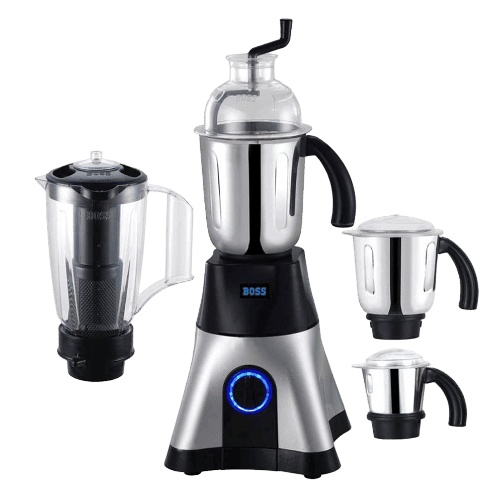 BOSS Cyclone 750 Watt 4 Jars Mixer Grinder (18000 RPM, LED Indicators, Silver)_1