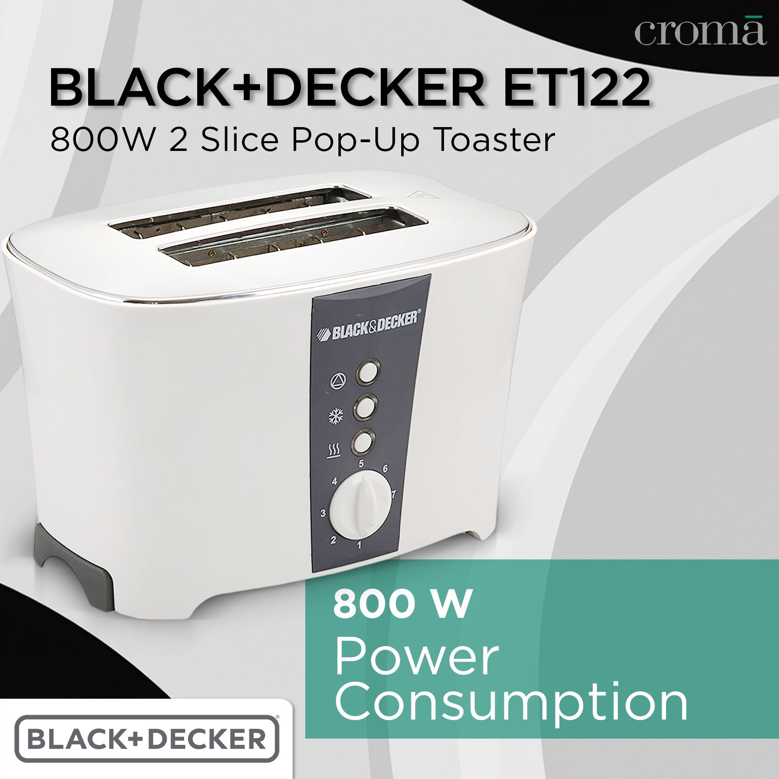 BLACK+DECKER ET122 800W 2 Slice Pop-Up Toaster with Removable Crumb Tray (White) BLACK+DECKER ET122 800W 2 Slice Pop-Up Toaster with Removable Crumb Tray (White)_17