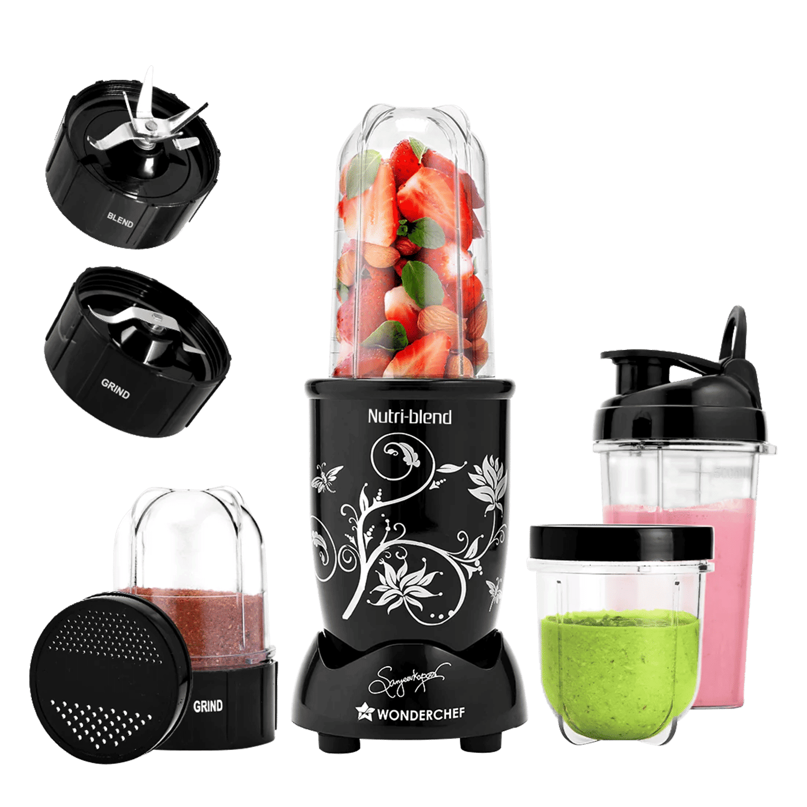 Wonderchef Nutri-Blend 500 Watt 4 Jars Juicer Mixer Grinder (22000 RPM, Hands-Free Operation, Black)_1