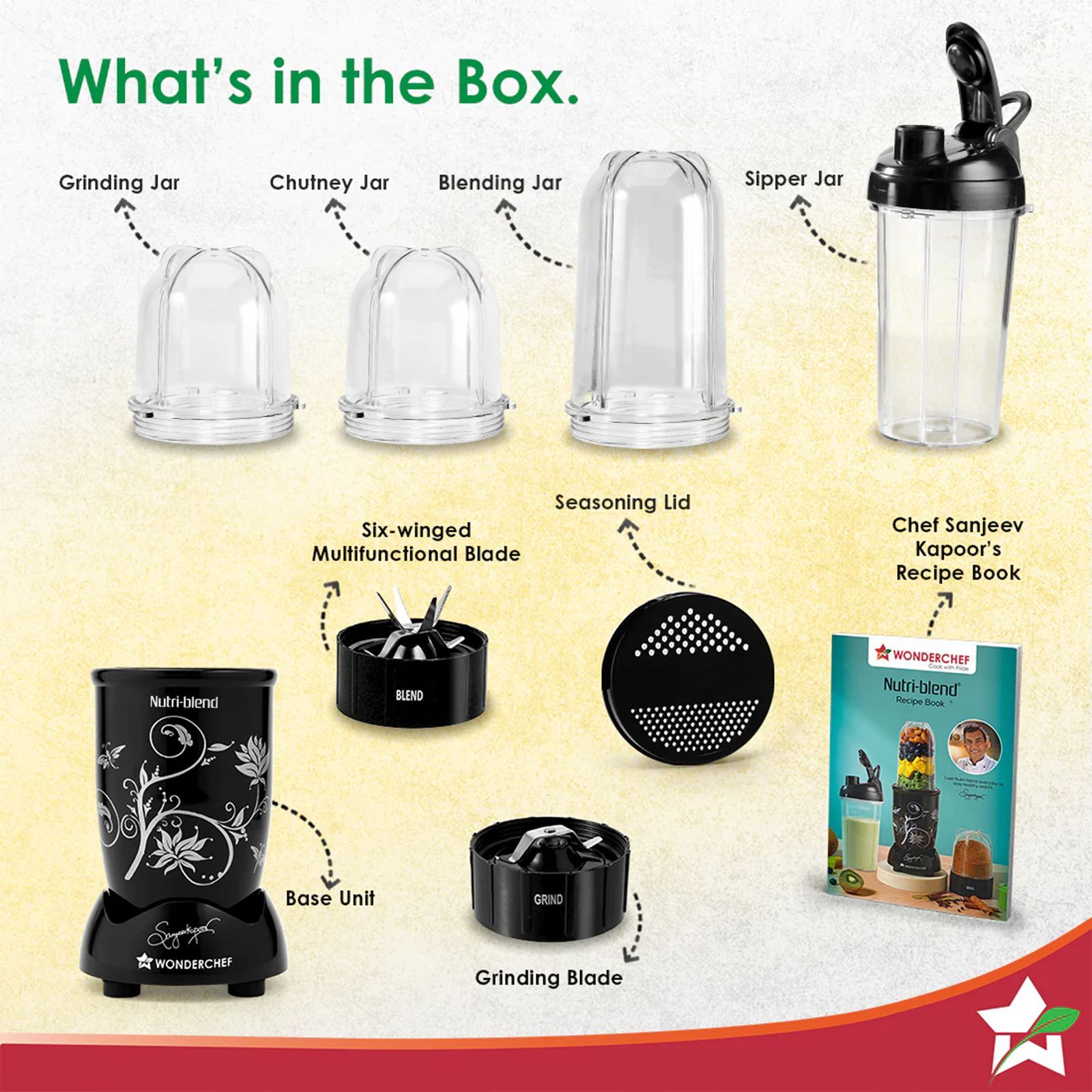 Wonderchef Nutri-Blend 500 Watt 4 Jars Juicer Mixer Grinder (22000 RPM, Hands-Free Operation, Black)_4