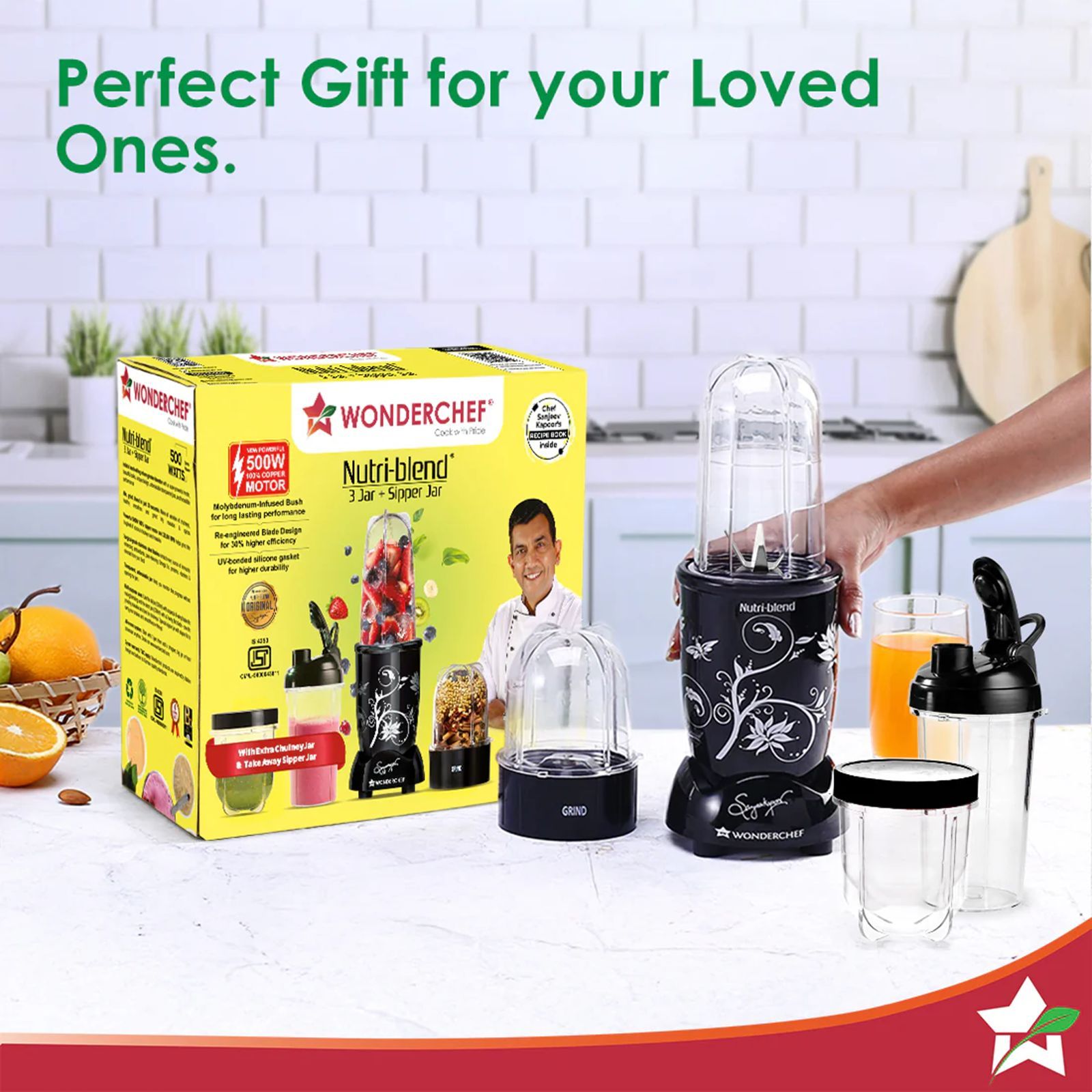 Wonderchef Nutri-Blend 500 Watt 4 Jars Juicer Mixer Grinder (22000 RPM, Hands-Free Operation, Black)_10