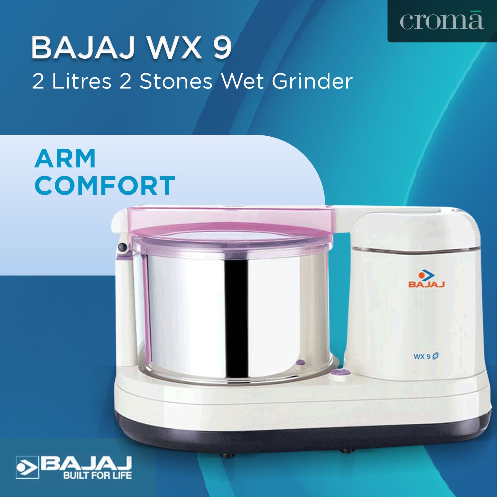 BAJAJ WX 9 2 Litres 2 Stones Wet Grinder with Coconut Scrapper (On/Off LED Indicator, White)_11