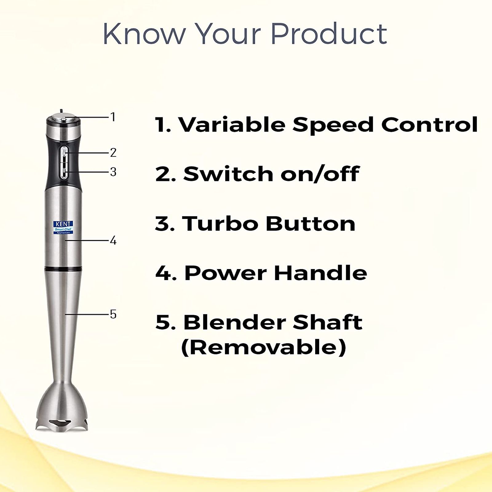 KENT 400 Watt 3 Speed Hand Blender (Low Noise Operation, Silver)_5