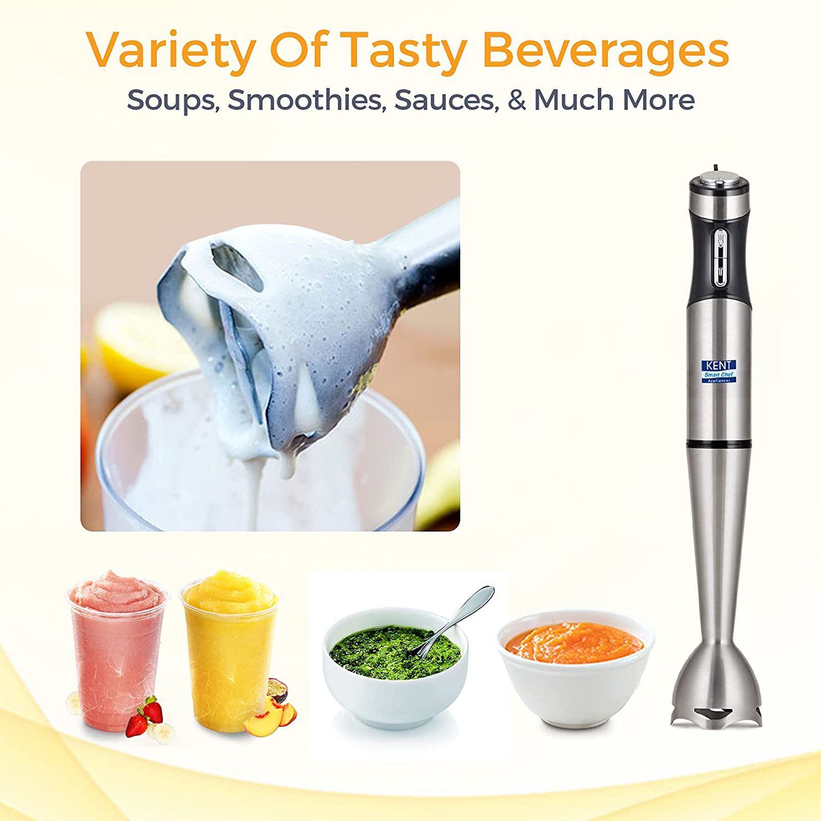 KENT 400 Watt 3 Speed Hand Blender (Low Noise Operation, Silver)_7