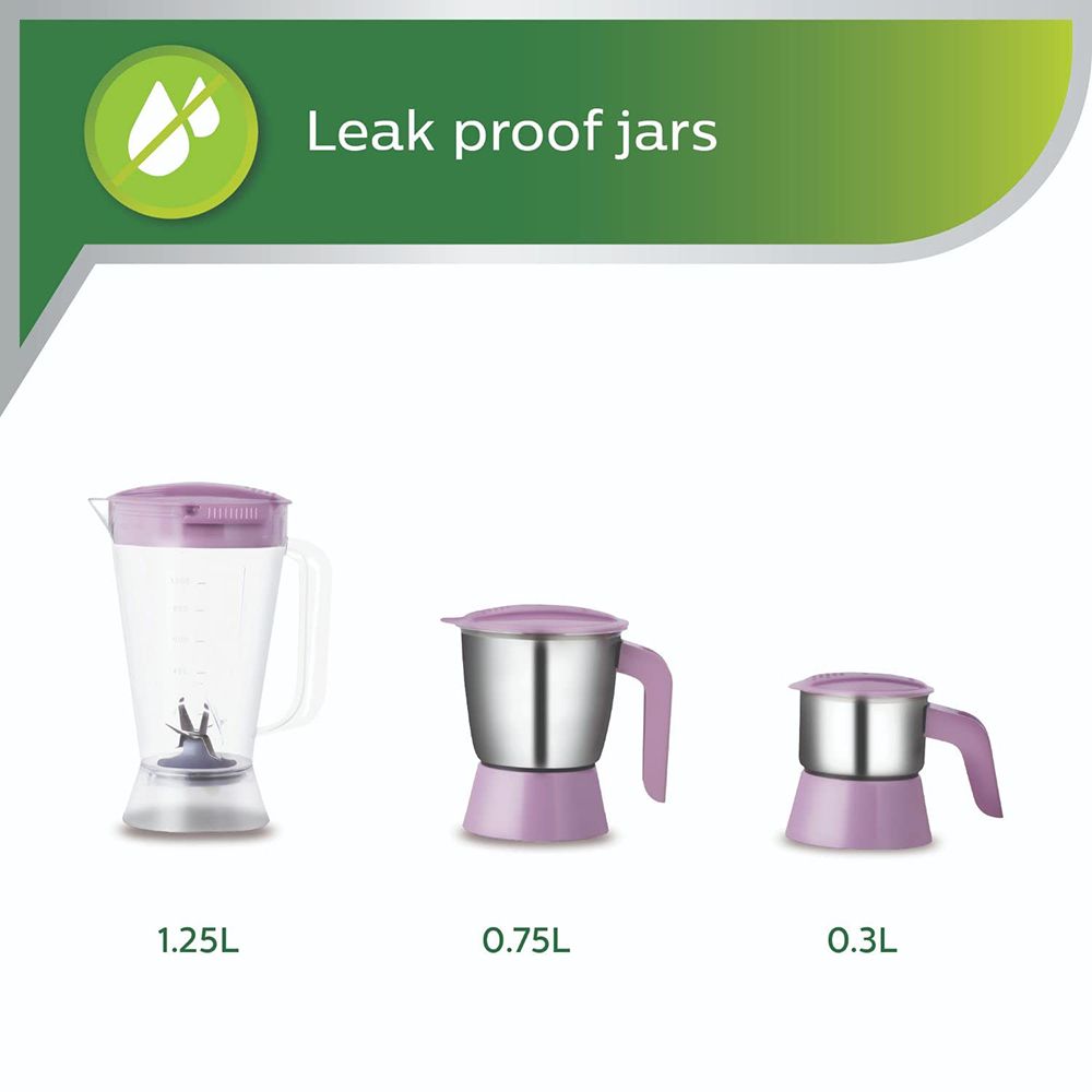 Philips Viva Collection 600 Watt 3 Jars Juicer Mixer Grinder (20000 RPM, Overload Protection, White & Lilac)_8