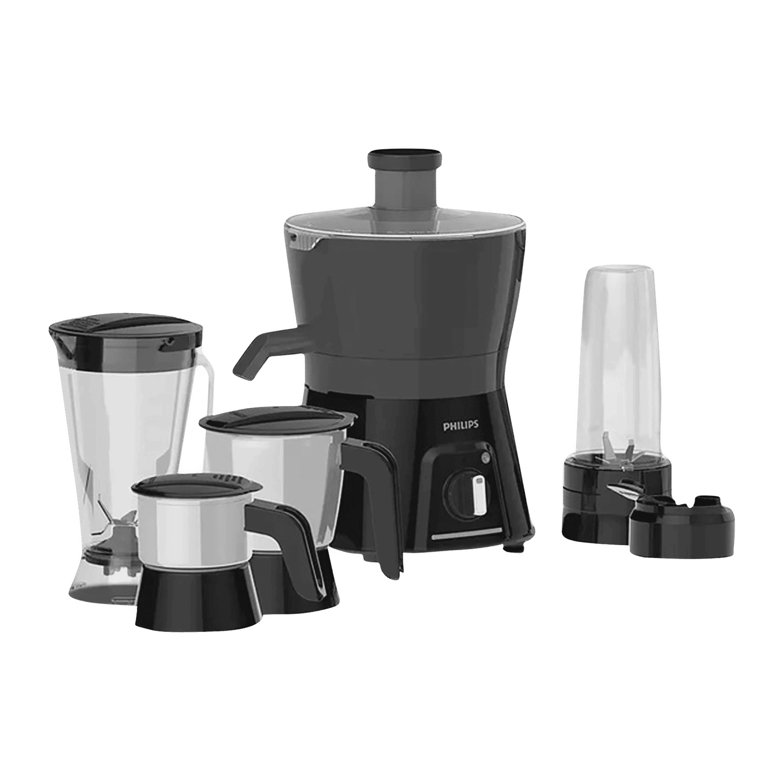 PHILIPS Viva Collection 600 Watt 4 Jars Juicer Mixer Grinder (20000 RPM, Overload Protection, Carbon Black & Cashmere Grey)_1