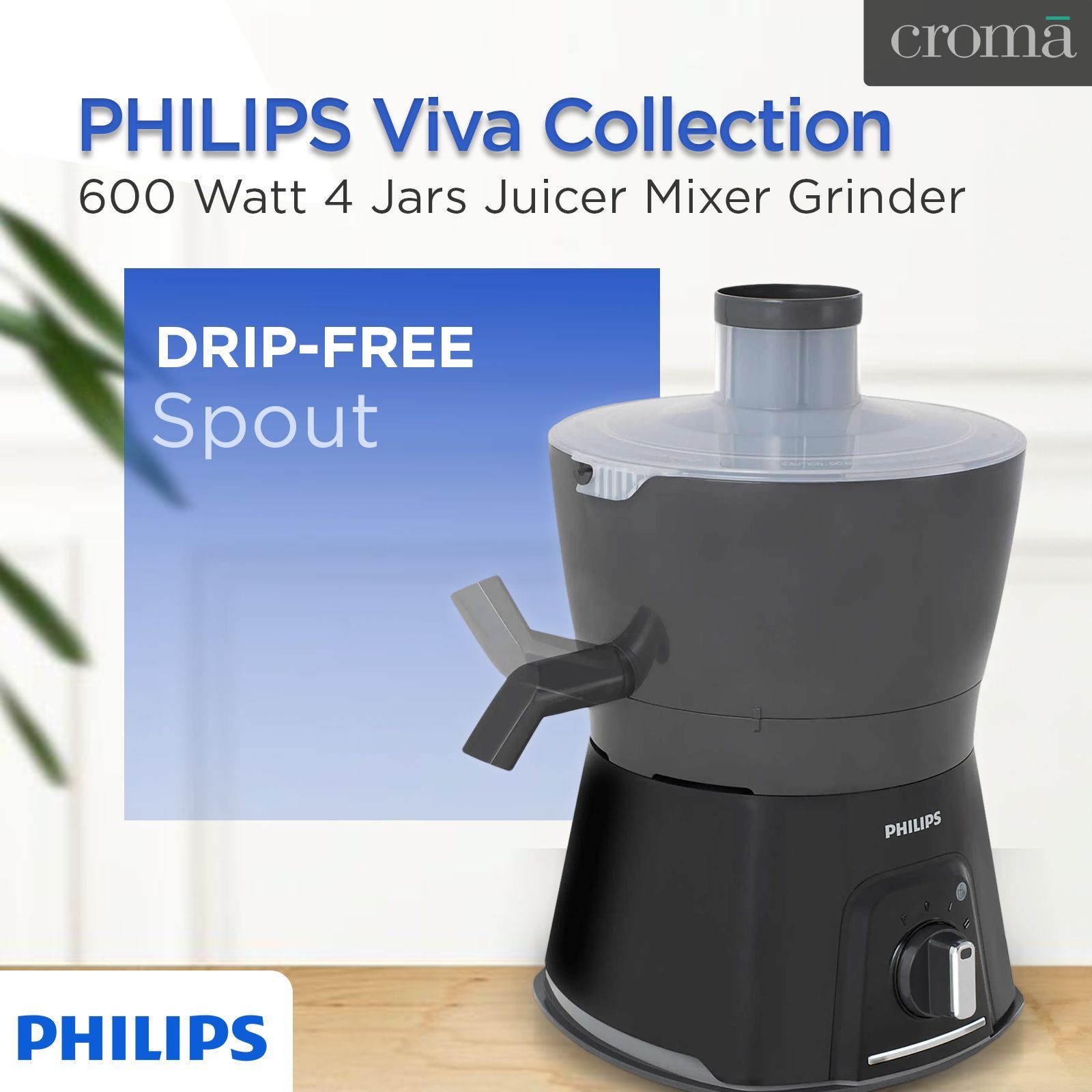 PHILIPS Viva Collection 600 Watt 4 Jars Juicer Mixer Grinder (20000 RPM, Overload Protection, Carbon Black & Cashmere Grey)_16