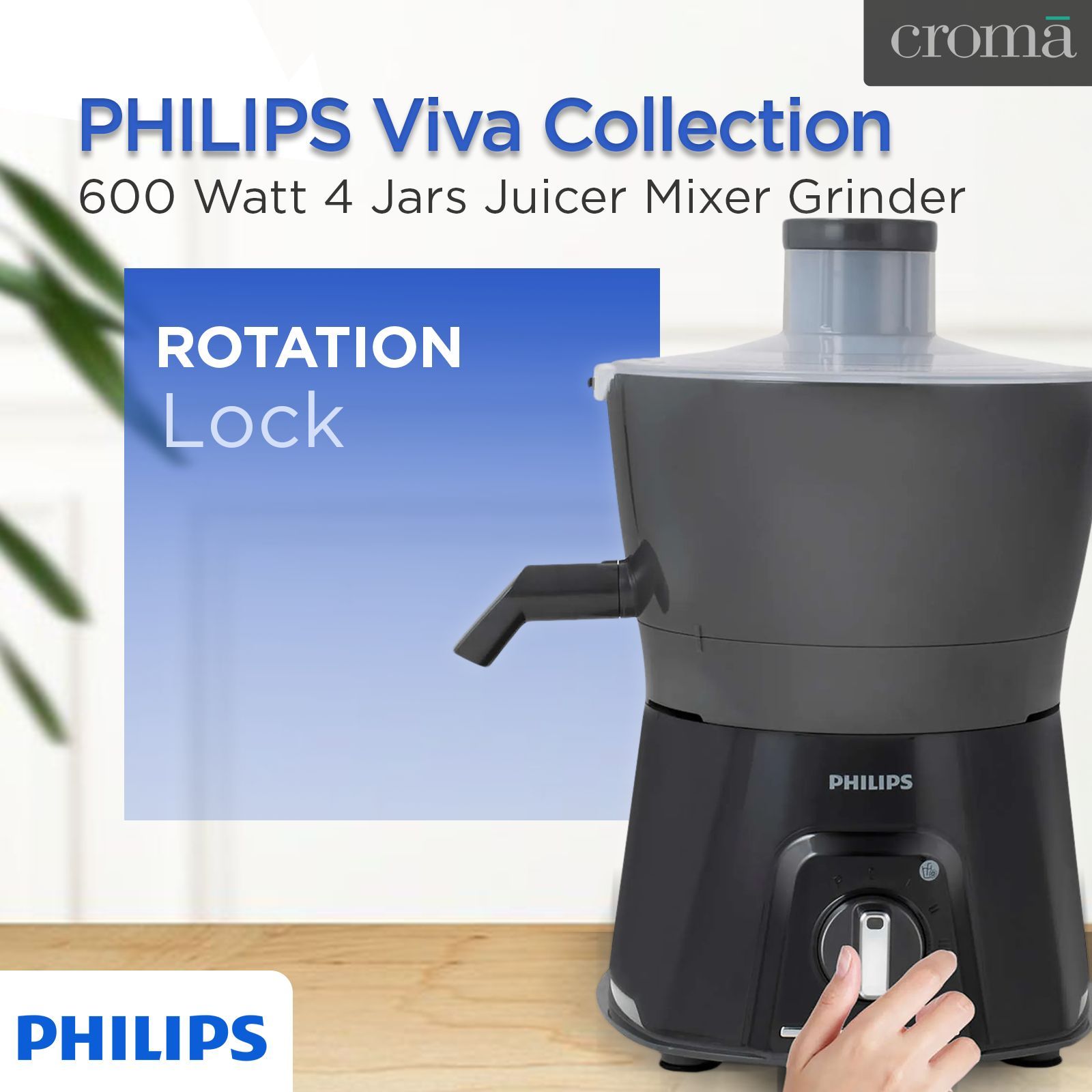 PHILIPS Viva Collection 600 Watt 4 Jars Juicer Mixer Grinder (20000 RPM, Overload Protection, Carbon Black & Cashmere Grey)_19