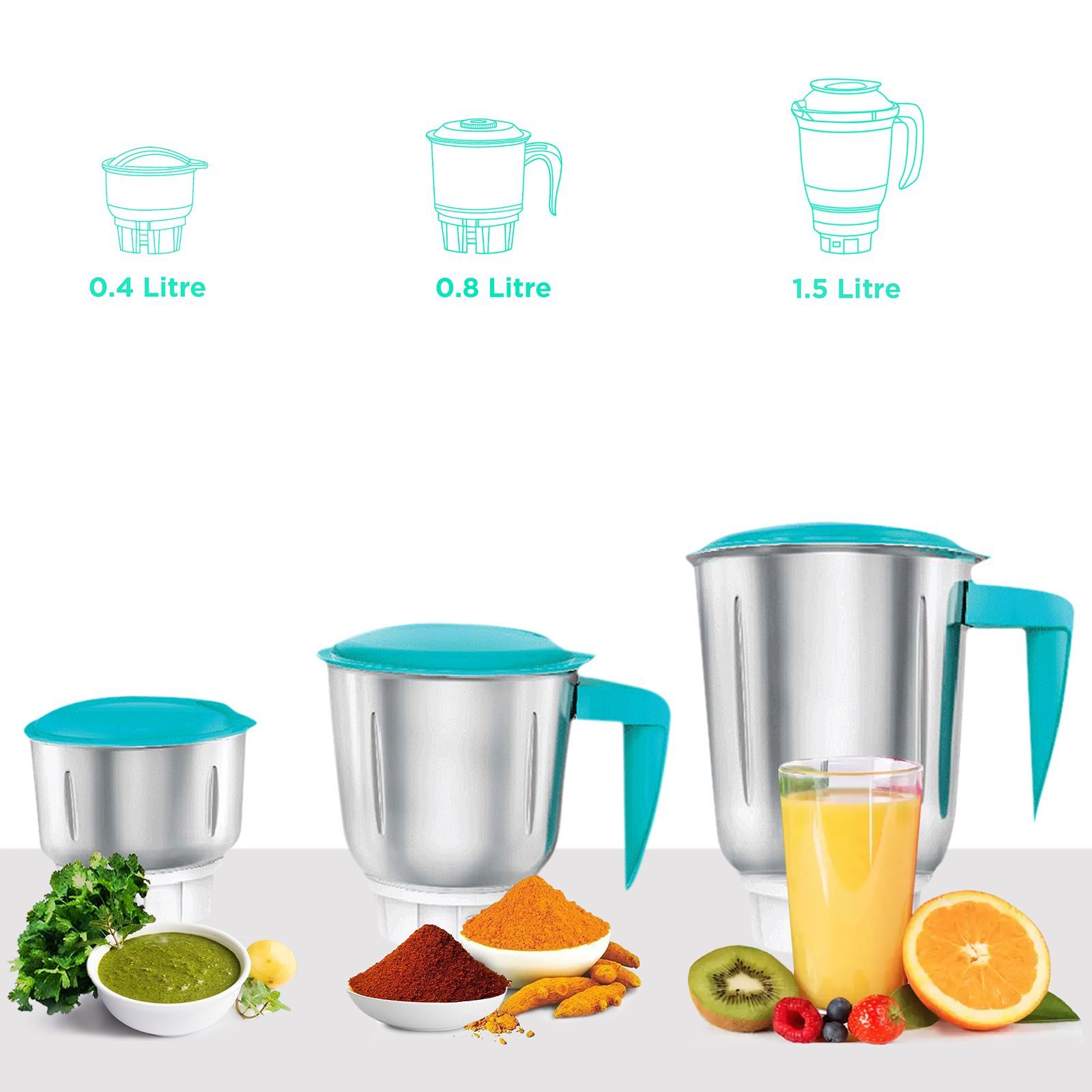 HAVELLS Aspro 500 Watt 3 Jars Mixer Grinder (21000 RPM, Motor Cooling Technology, White/Light Blue)_4