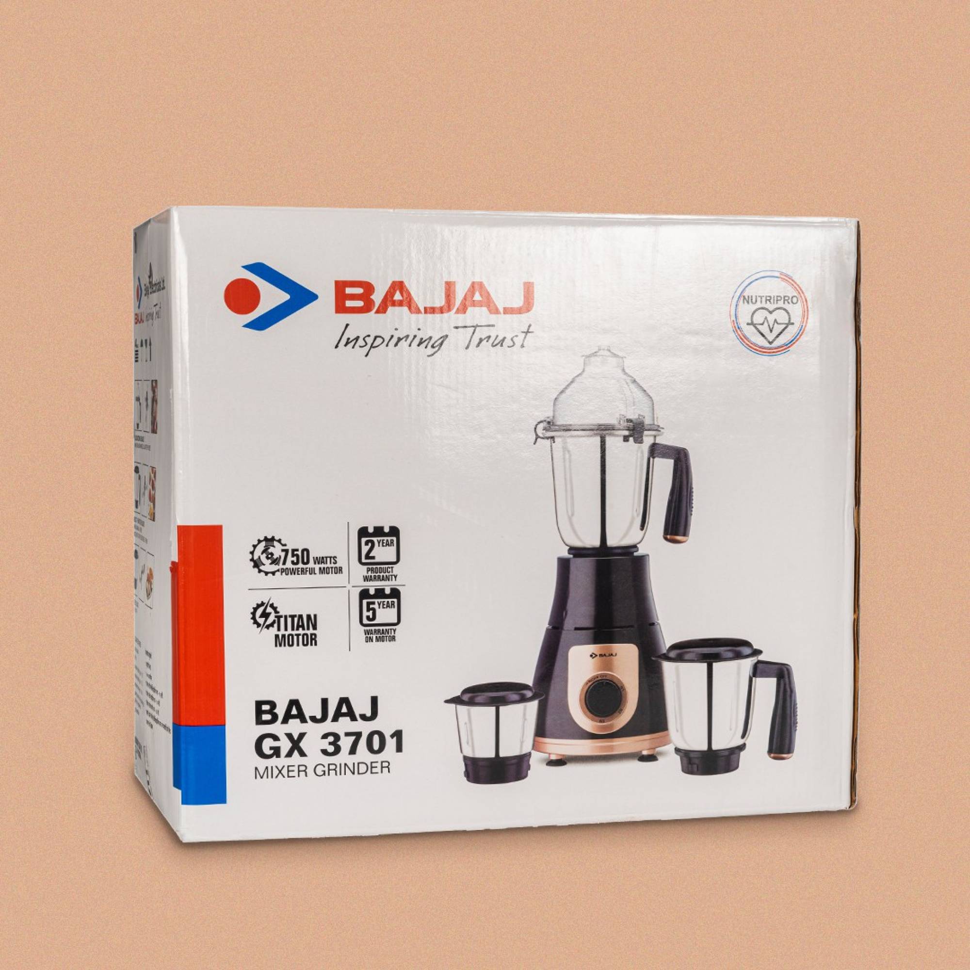 BAJAJ GX 3701 750 Watt 3 Jars Mixer Grinder (18000 RPM, Nutri Pro Feature, Black) BAJAJ GX 3701 750 Watt 3 Jars Mixer Grinder (18000 RPM, Nutri Pro Feature, Black)_13