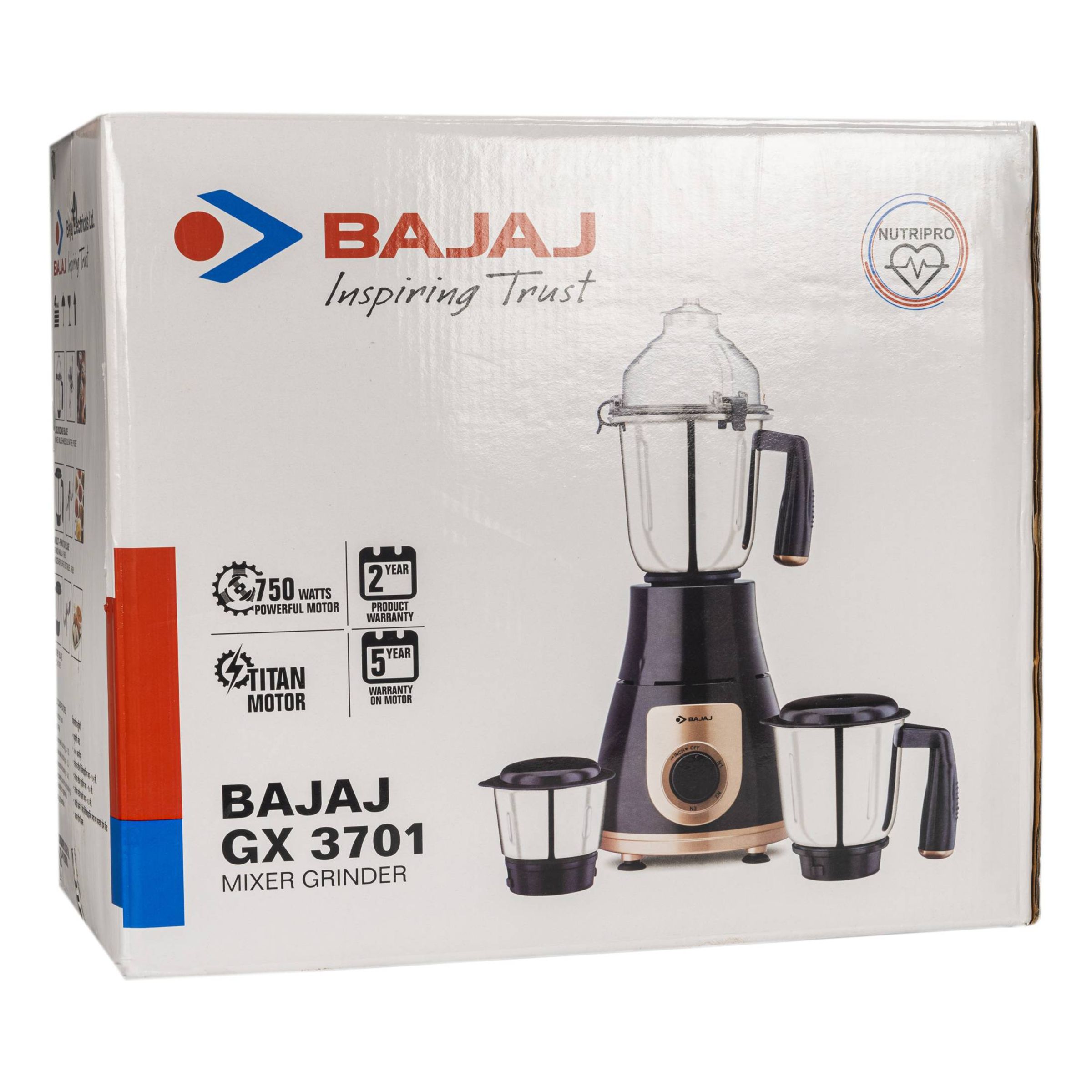 BAJAJ GX 3701 750 Watt 3 Jars Mixer Grinder (18000 RPM, Nutri Pro Feature, Black) BAJAJ GX 3701 750 Watt 3 Jars Mixer Grinder (18000 RPM, Nutri Pro Feature, Black)_21