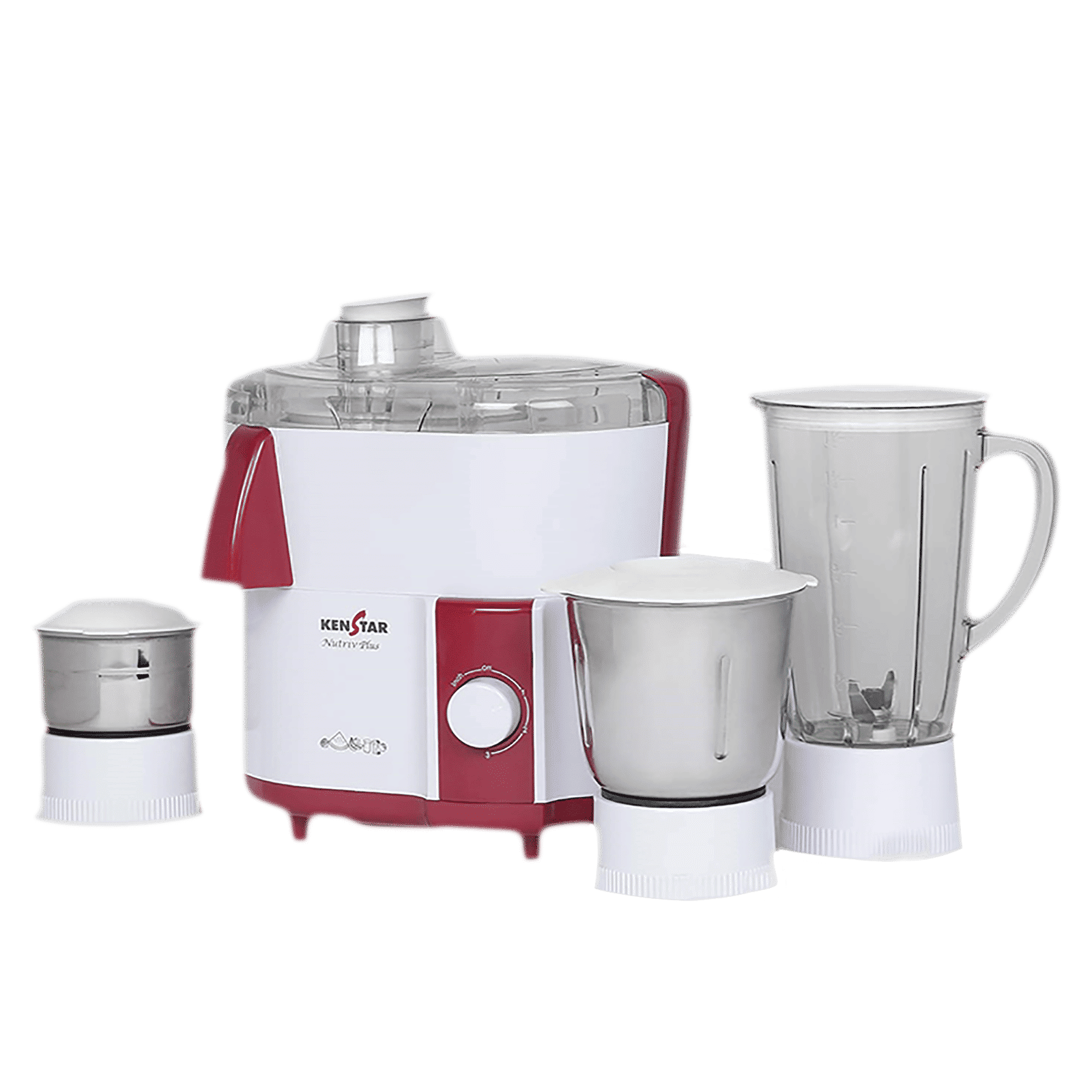 KENSTAR Nutriv Plus 450 Watt 3 Jars Juicer Mixer Grinder (18000 RPM, Hybrid Motor, White/Maroon)_4