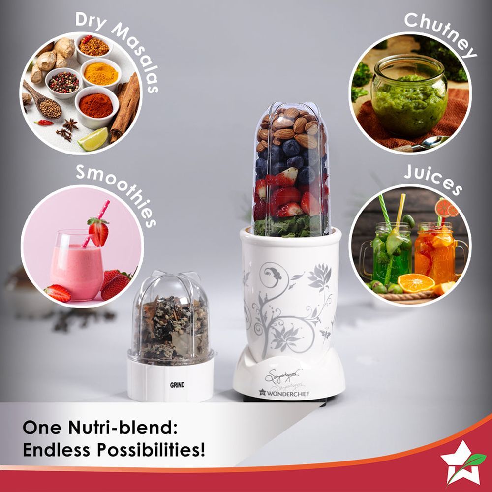 WONDERCHEF Nutri-Blend 400 Watt 2 Jars Mixer Grinder Blender (22000 RPM, All-In-One System, White) WONDERCHEF Nutri-Blend 400 Watt 2 Jars Mixer Grinder Blender (22000 RPM, All-In-One System, White)_7