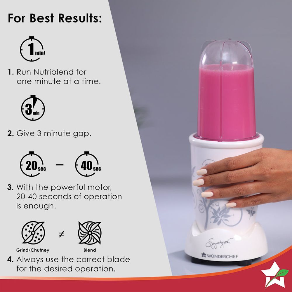 WONDERCHEF Nutri-Blend 400 Watt 2 Jars Mixer Grinder Blender (22000 RPM, All-In-One System, White) WONDERCHEF Nutri-Blend 400 Watt 2 Jars Mixer Grinder Blender (22000 RPM, All-In-One System, White)_16