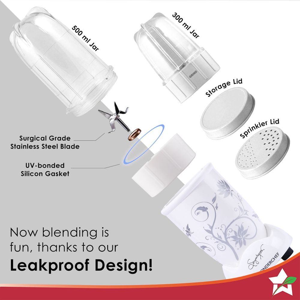 WONDERCHEF Nutri-Blend 400 Watt 2 Jars Mixer Grinder Blender (22000 RPM, All-In-One System, White) WONDERCHEF Nutri-Blend 400 Watt 2 Jars Mixer Grinder Blender (22000 RPM, All-In-One System, White)_4