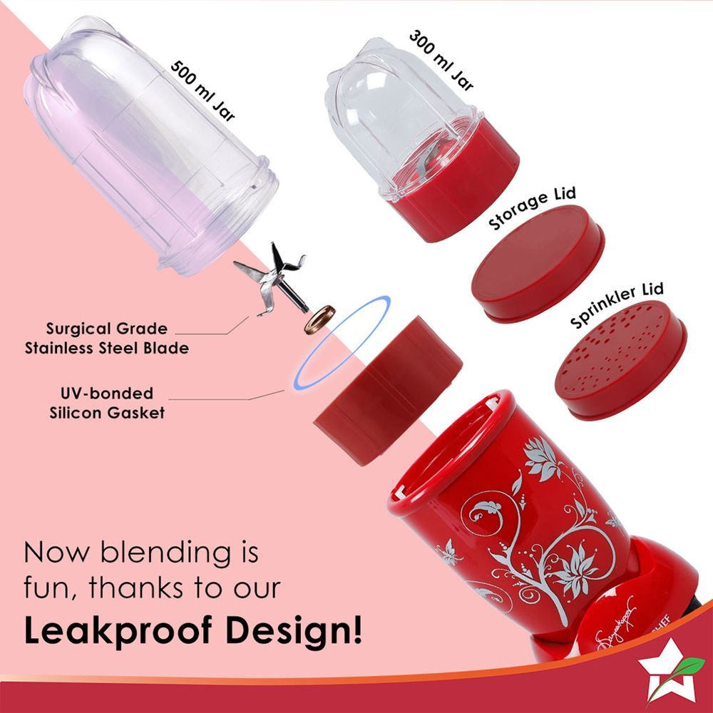 WONDERCHEF Nutri-Blend 400 Watt 2 Jars Mixer Grinder Blender (22000 RPM, All-In-One System, Red) WONDERCHEF Nutri-Blend 400 Watt 2 Jars Mixer Grinder Blender (22000 RPM, All-In-One System, Red)_8