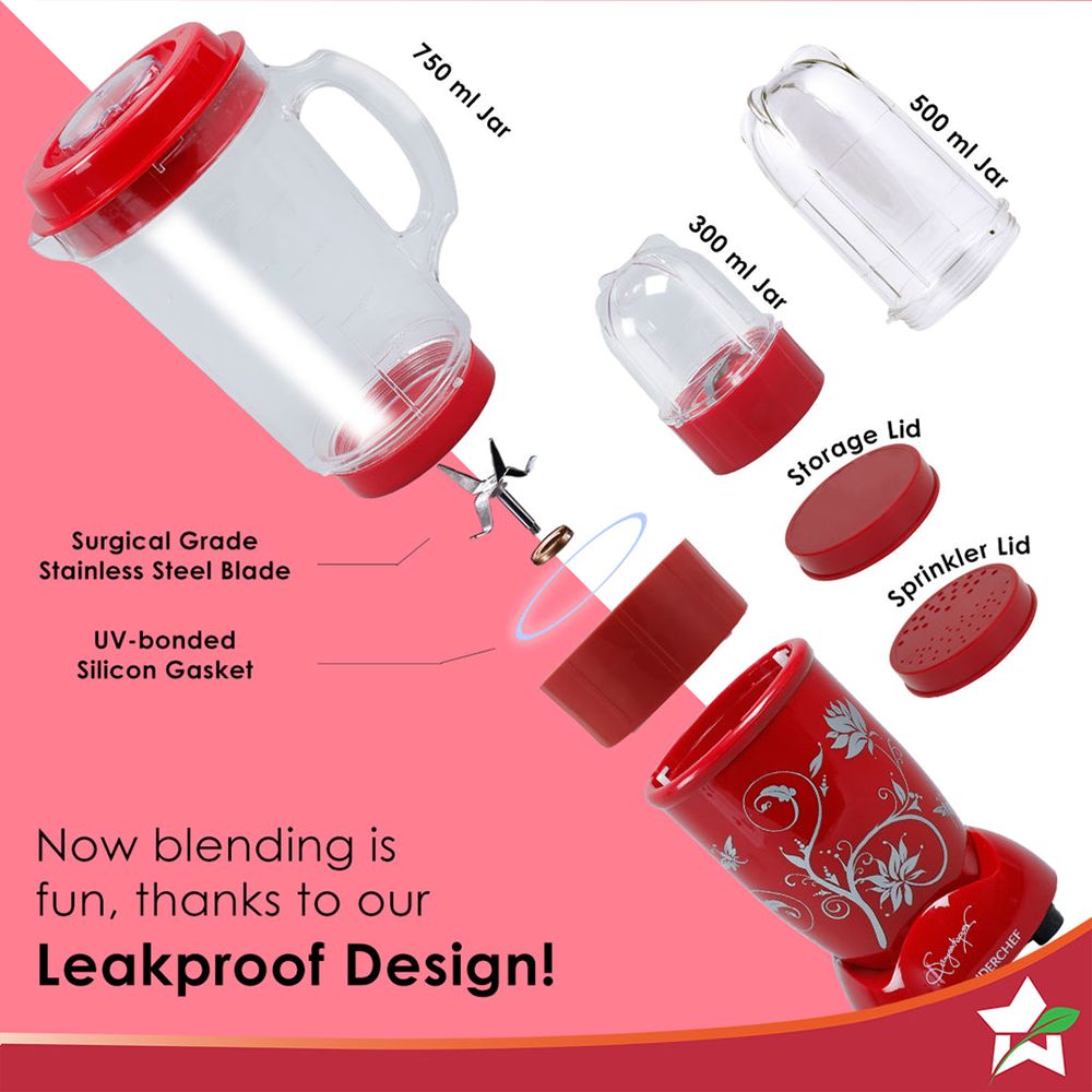 WONDERCHEF Nutri-Blend 400 Watt 3 Jars Mixer Grinder Blender (22000 RPM, Anti-Rust Blades, Red) WONDERCHEF Nutri-Blend 400 Watt 3 Jars Mixer Grinder Blender (22000 RPM, Anti-Rust Blades, Red)_9