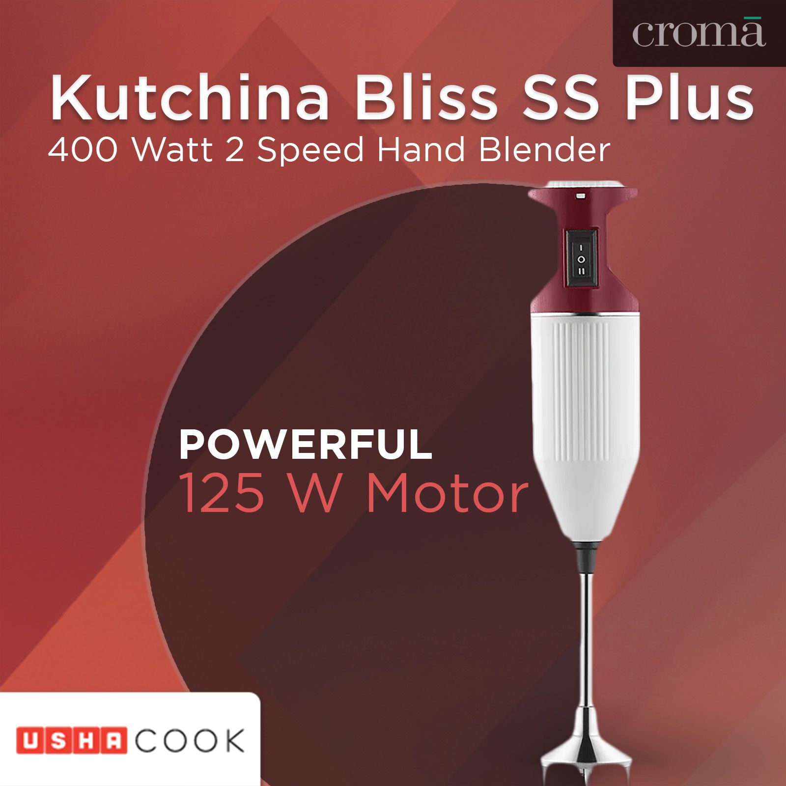 USHA Sure Blend 125 Watt 2 Speed Hand Blender with 3 Attachments (Shock Proof, Red/White)_13